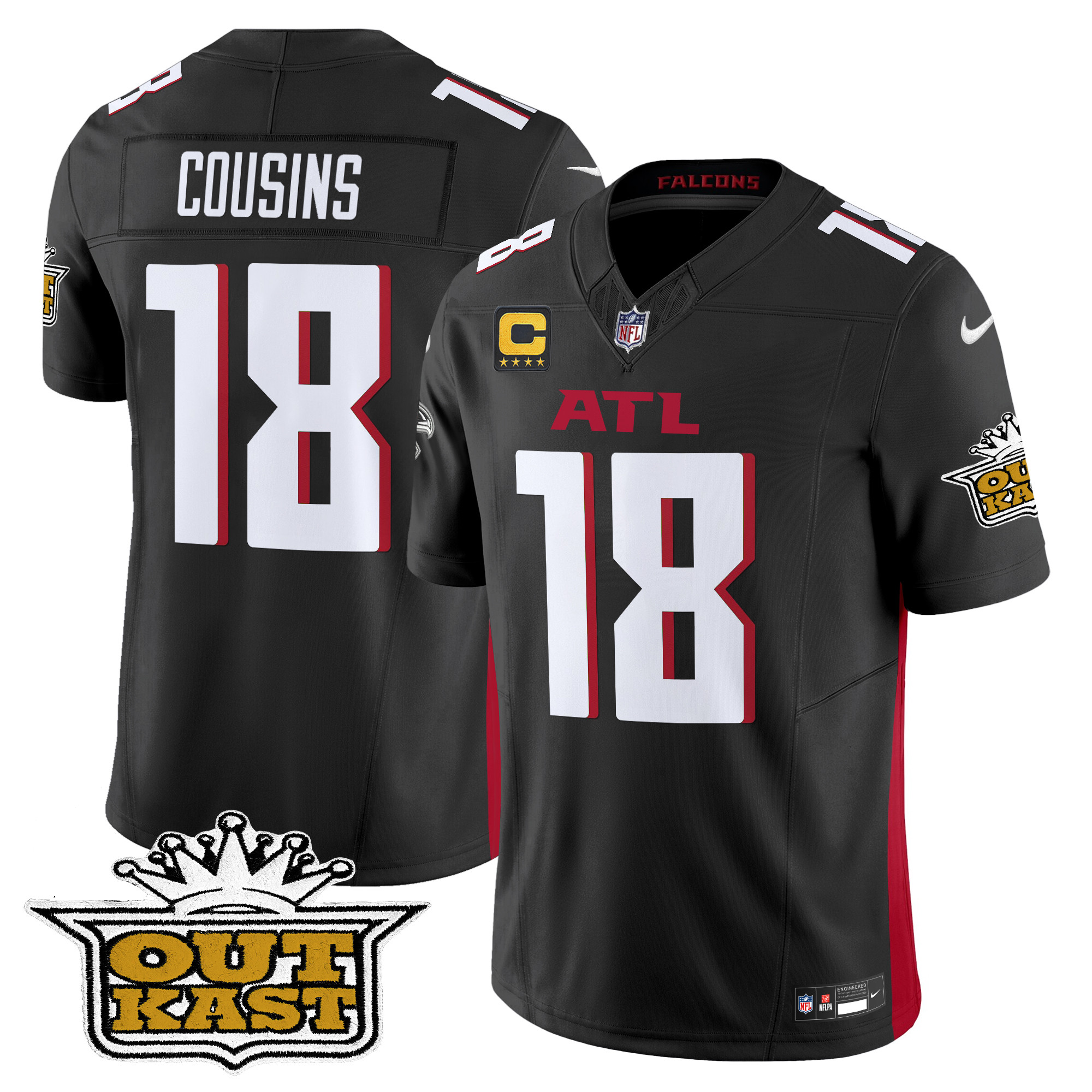 Men's Kirk Cousins Outkast x Atlanta Falcons 2024 Vapor Limited Black Jersey - All Stitched