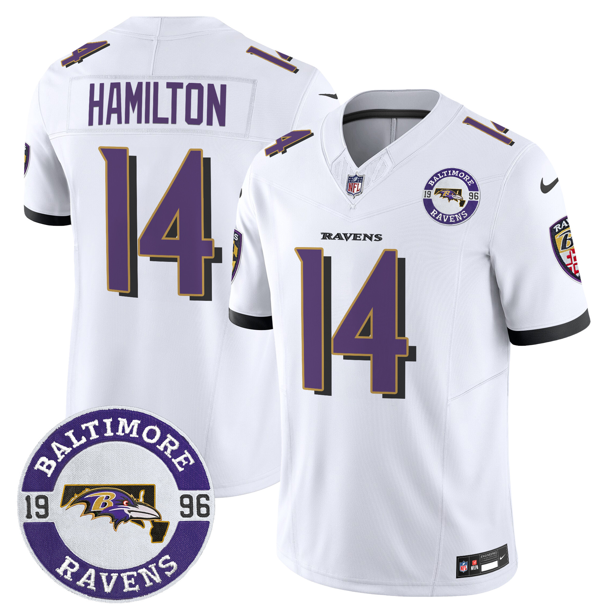 Men's Kyle Hamilton Baltimore Ravens 2024 Vapor Limited White Jersey - All Stitched