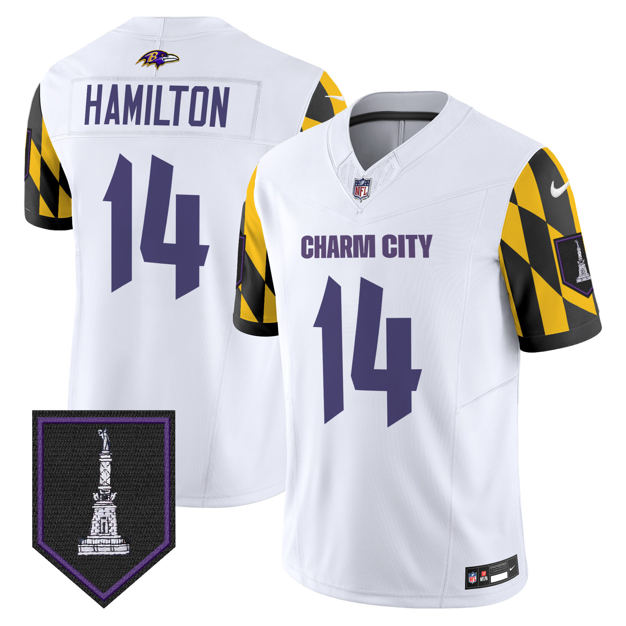 Men's Kyle Hamilton Baltimore Ravens City Edition Patch Vapor Limited White Jersey - All Stitched