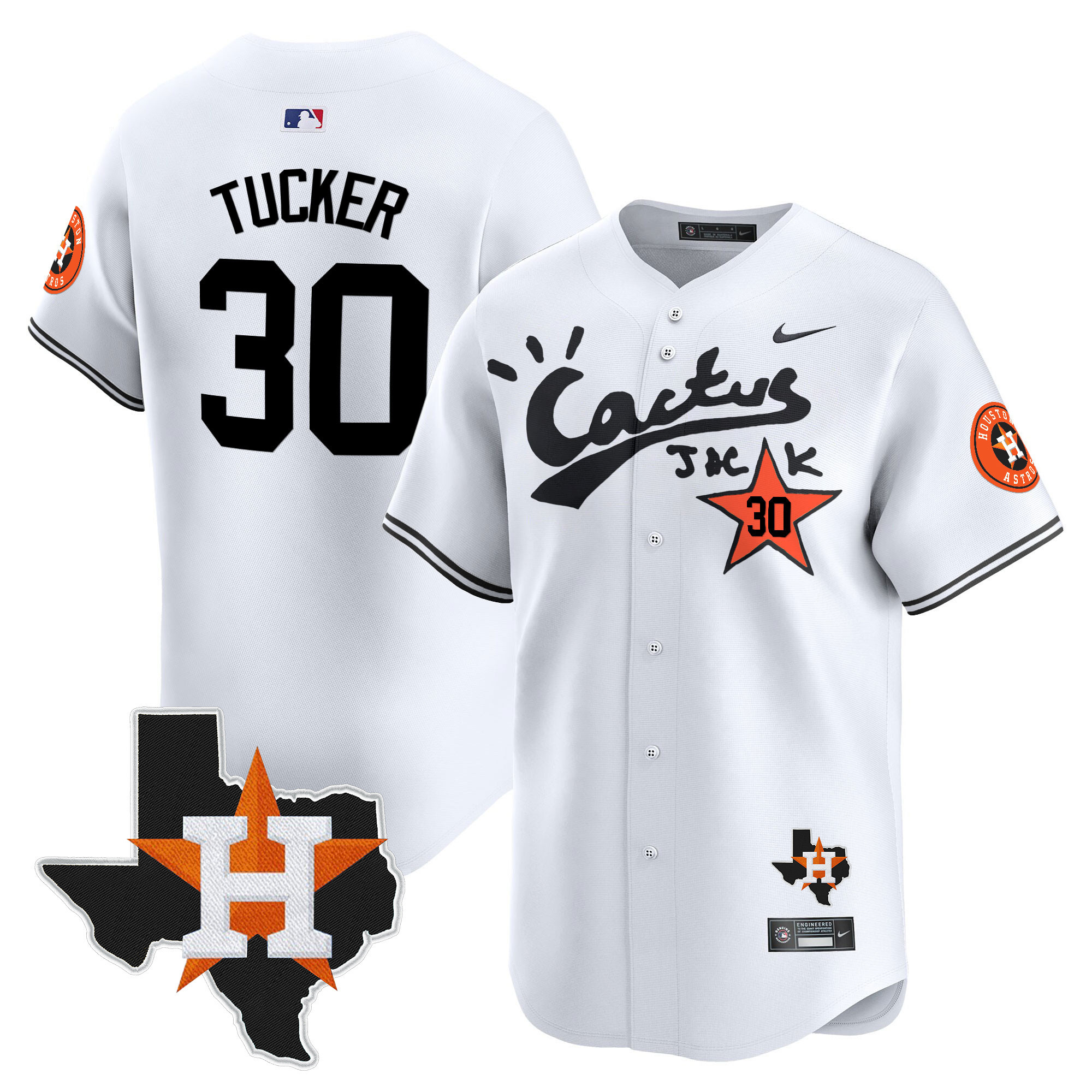 Men's Kyle Tucker Cactus Jack Patch Vapor Premier Limited White Houston Astros Jersey - All Stitched