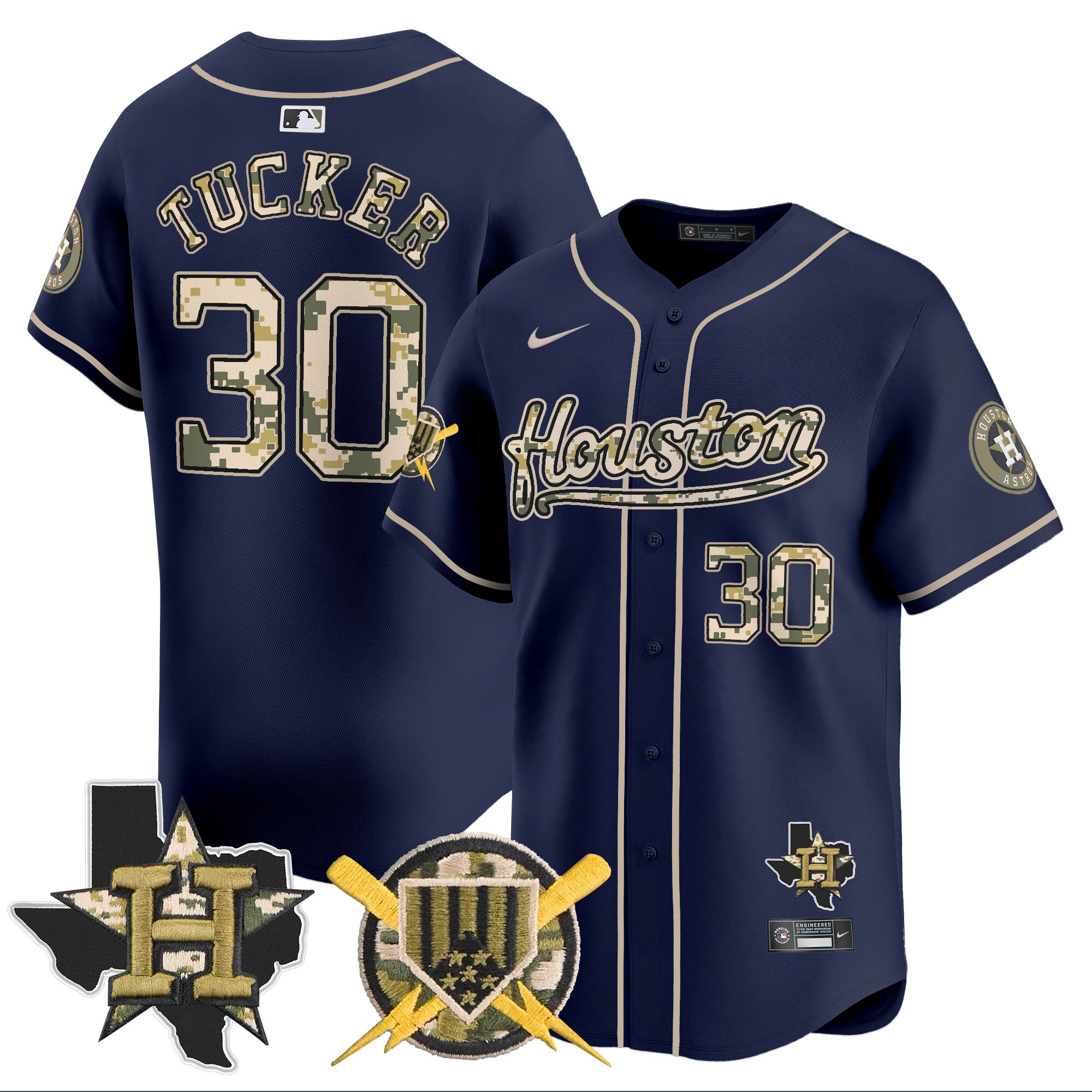 Men's Kyle Tucker Houston Astros Armed Forces Day Vapor Premier Limited Navy Jersey - All Stitched