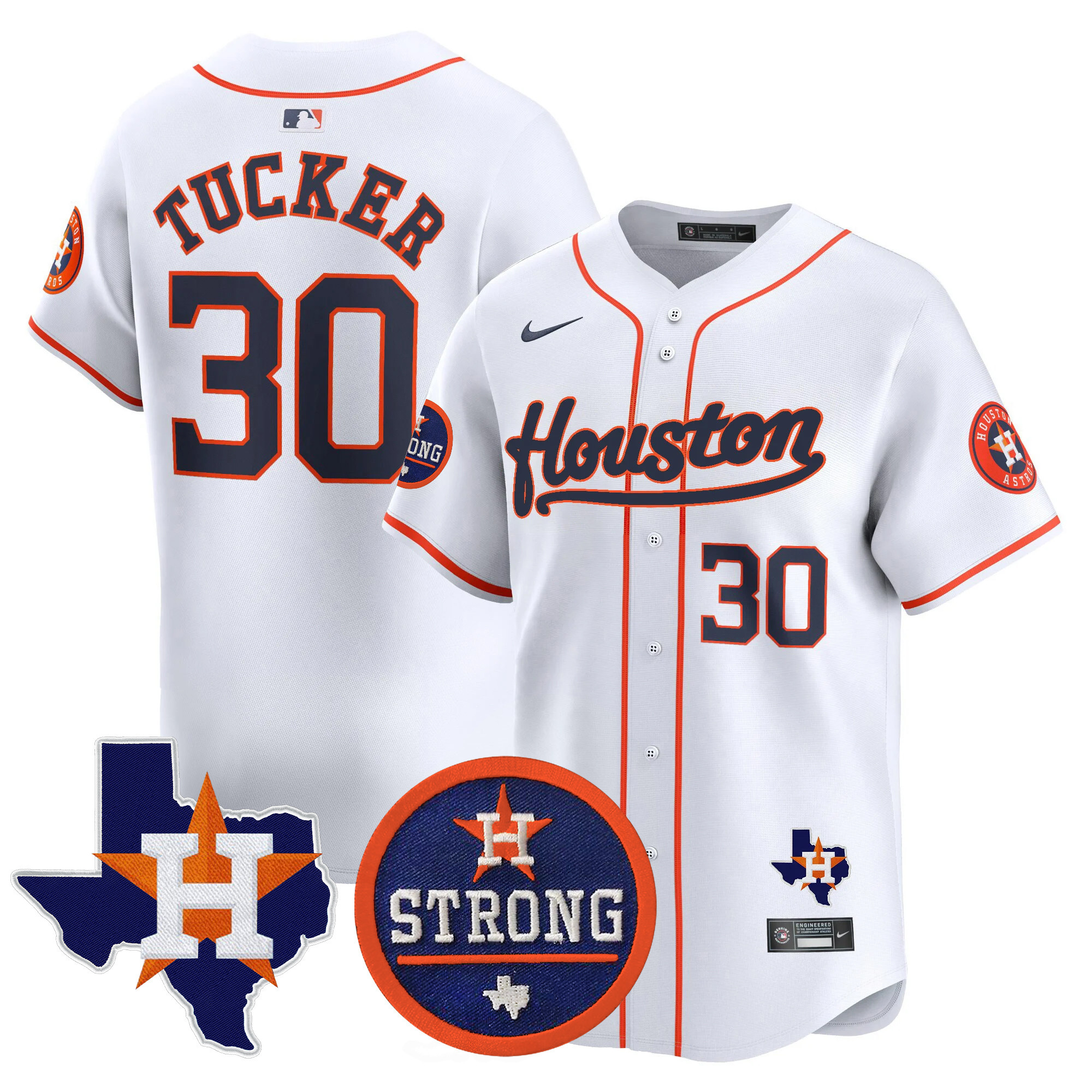 Men's Kyle Tucker Houston Astros "Houston Strong" Patch Vapor Premier Limited Home Jersey - All Stitched