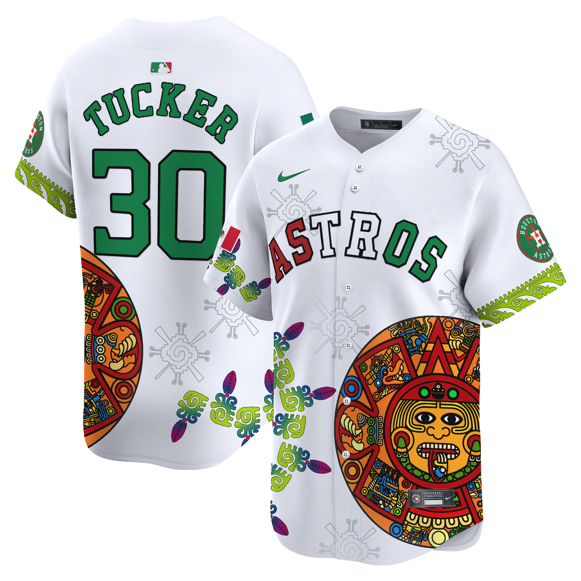 Men's Kyle Tucker Houston Astros Mexico Aztec Calendar Vapor Premier Limited White Jersey - Printed