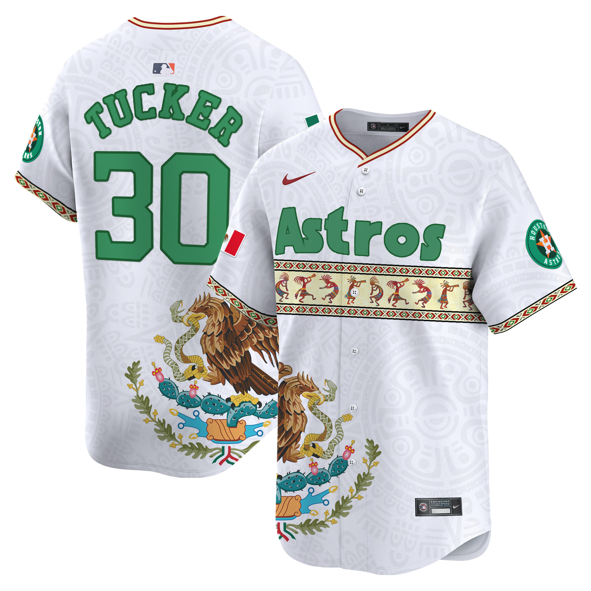 Men's Kyle Tucker Houston Astros Mexico Aztec Vapor Premier Limited White Jersey V2 - Printed