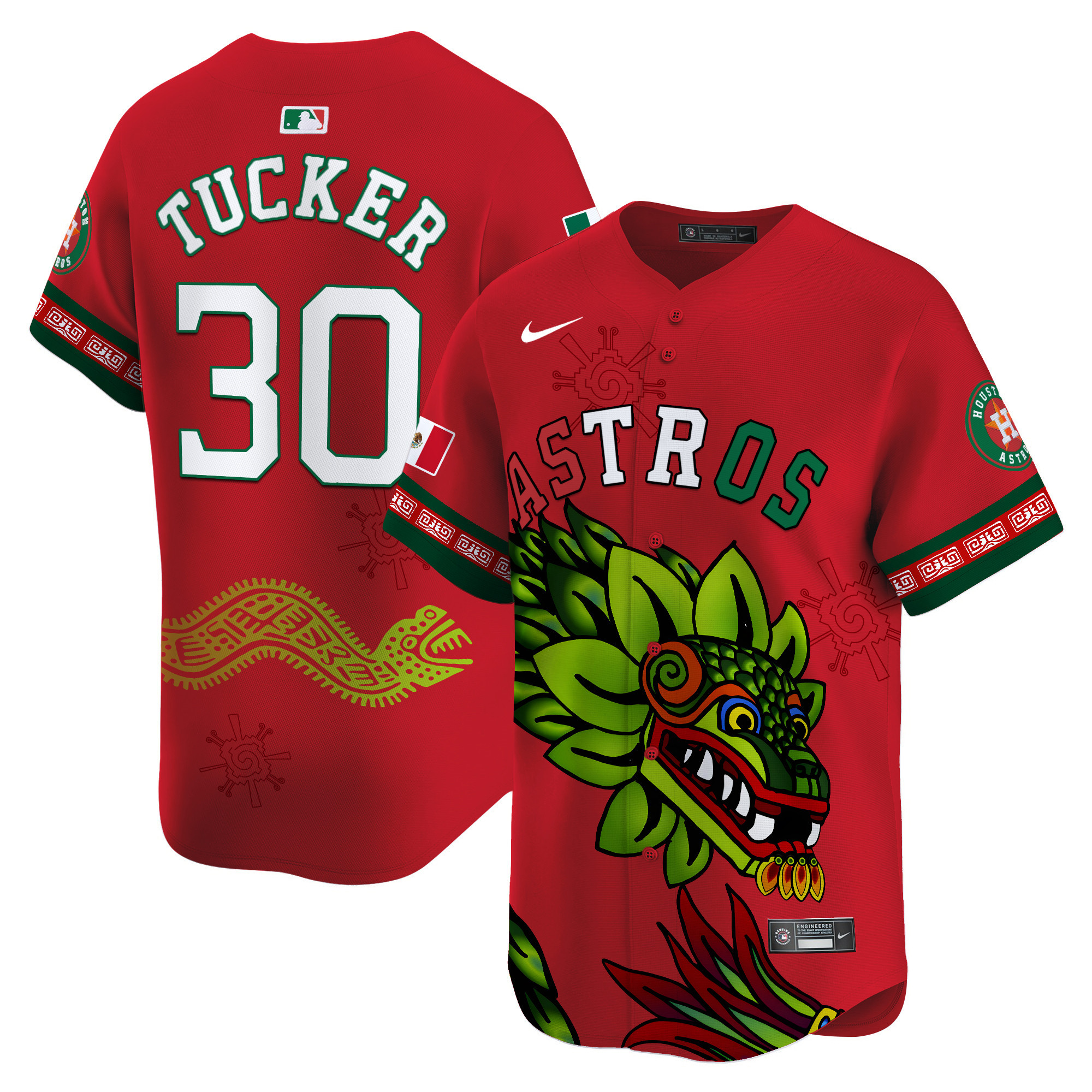 Men's Kyle Tucker Houston Astros Mexico Quetzalcoatl Aztec Vapor Limited Red Jersey - Printed