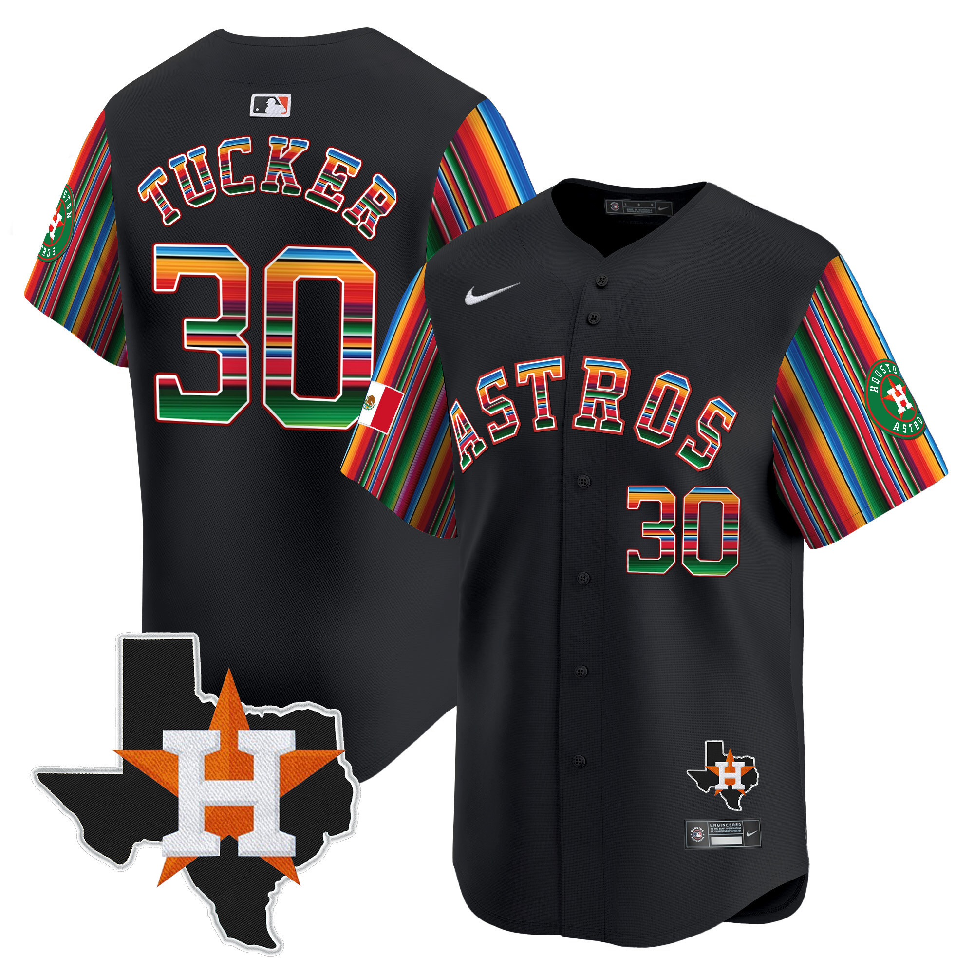 Men's Kyle Tucker Houston Astros Mexico Texas Patch Vapor Premier Limited Black Jersey V5 - All Stitched