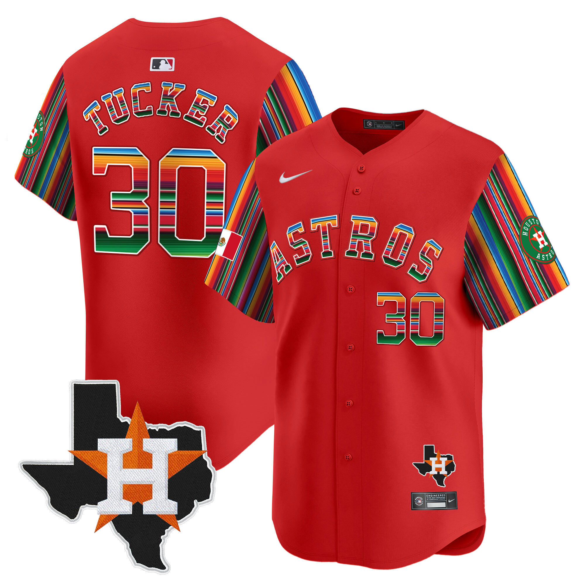Men's Kyle Tucker Houston Astros Mexico Texas Patch Vapor Premier Limited Red Jersey V5 - All Stitched