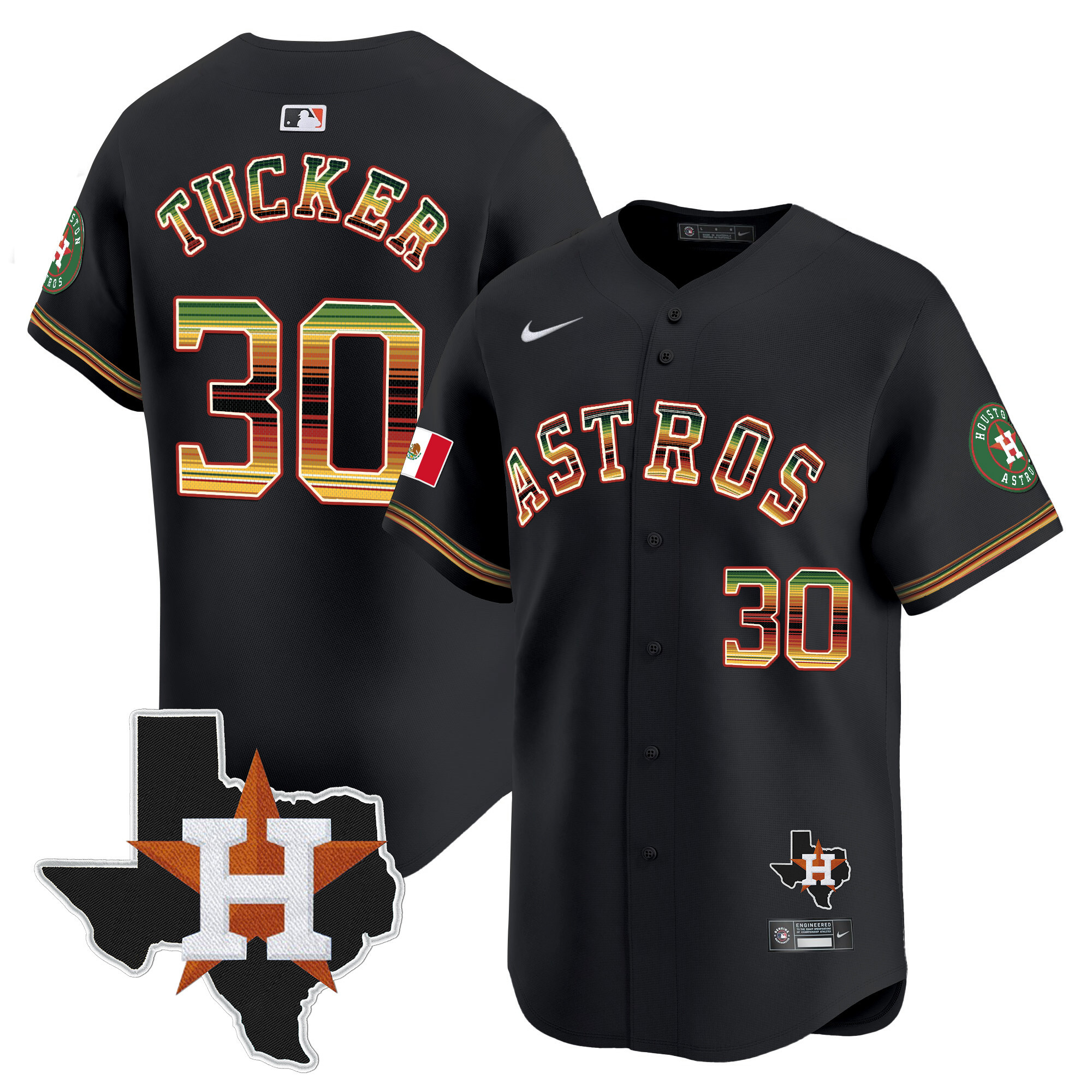 Men's Kyle Tucker Houston Astros Mexico Traditional Style Vapor Premier Limited Black Jersey - All Stitched