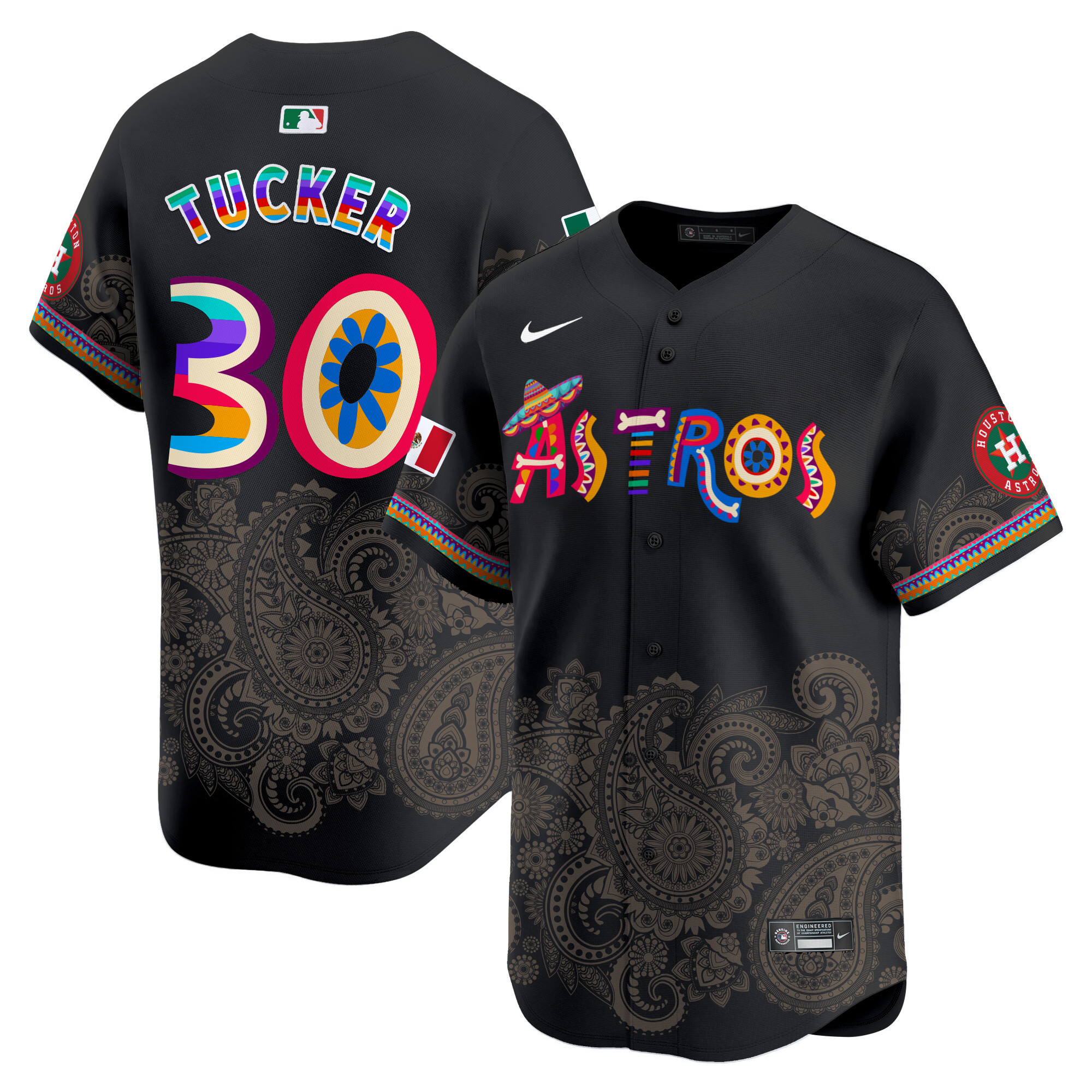 Men's Kyle Tucker Houston Astros Paisley Mexico Vapor Premier Limited Black Jersey - Printed