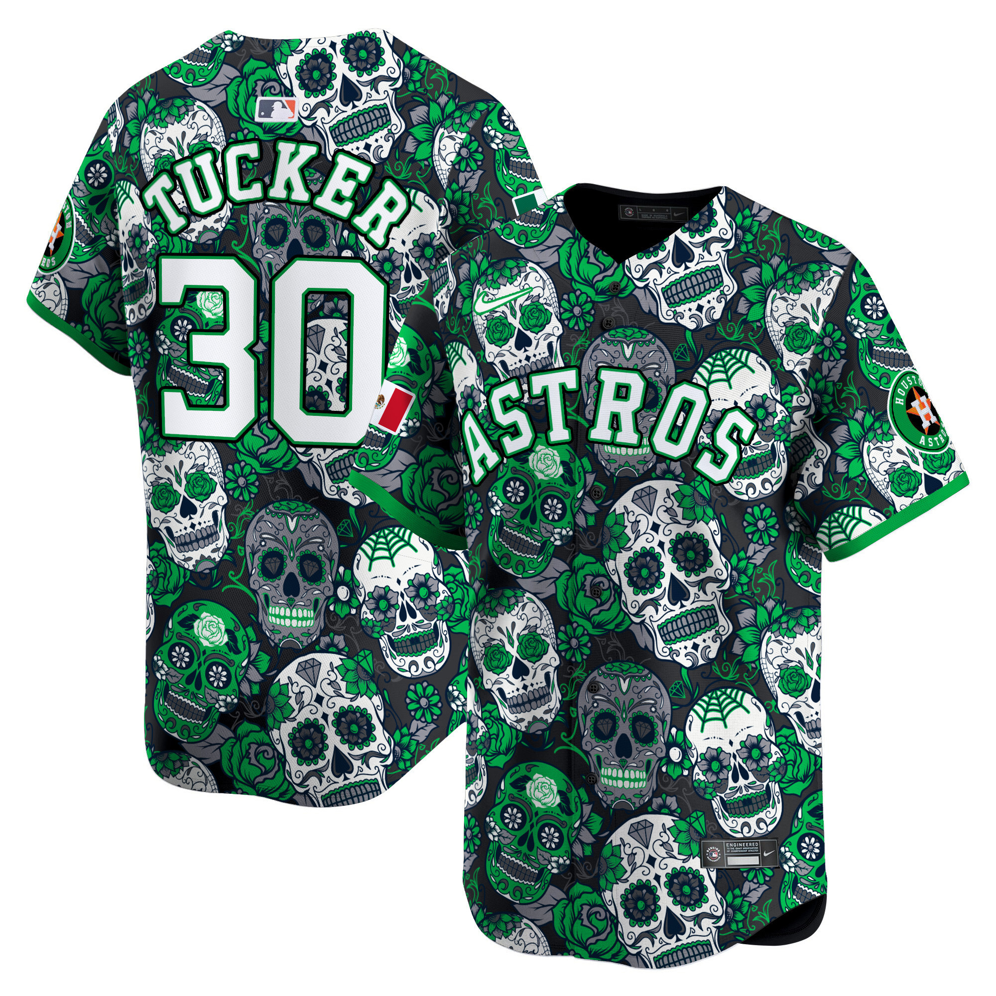 Men's Kyle Tucker Houston Astros Sugar Skull Mexico Vapor Premier Limited Green Jersey - Printed