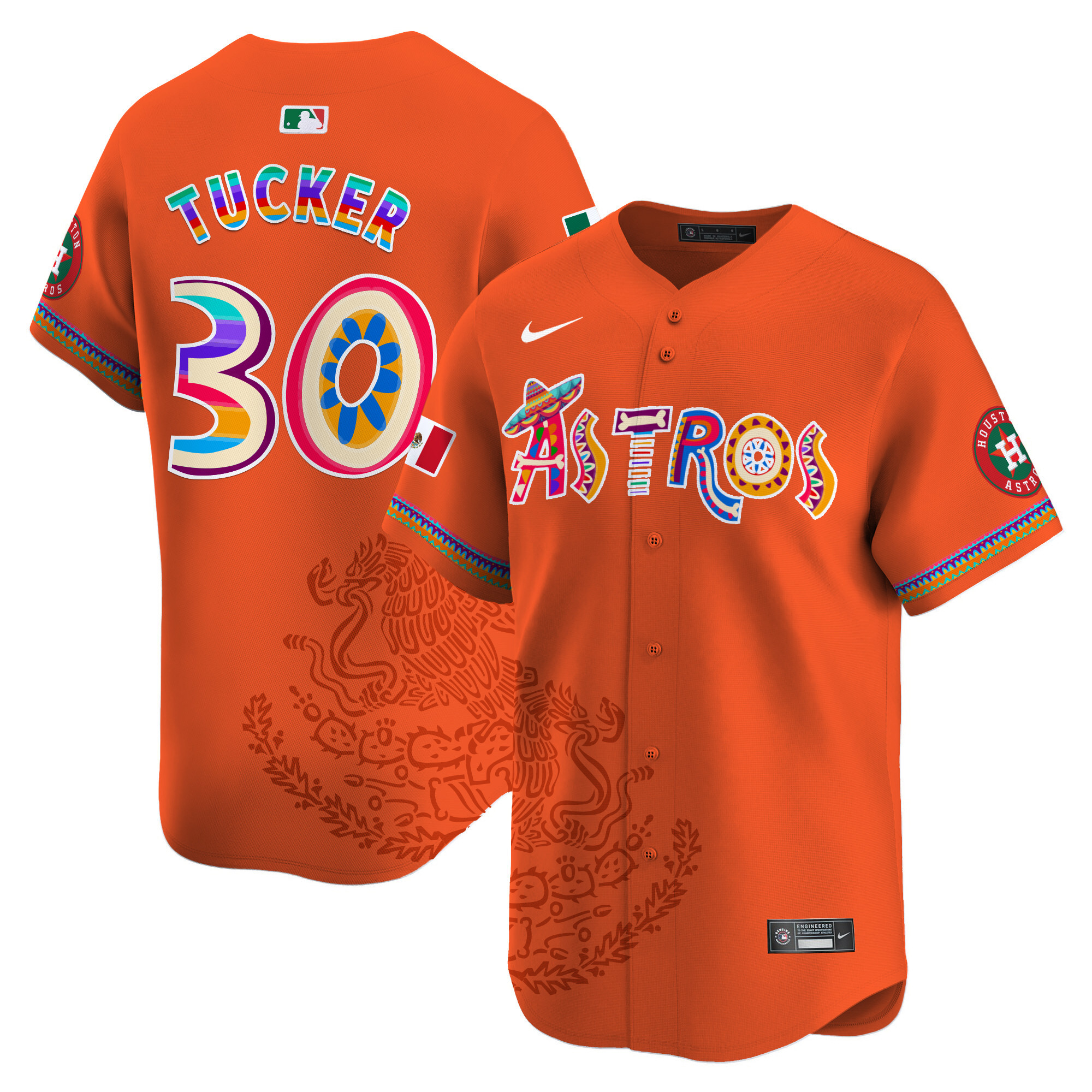 Men's Kyle Tucker Houston Astros Viva Mexico Heritage Vapor Premier Limited Orange Jersey - Printed