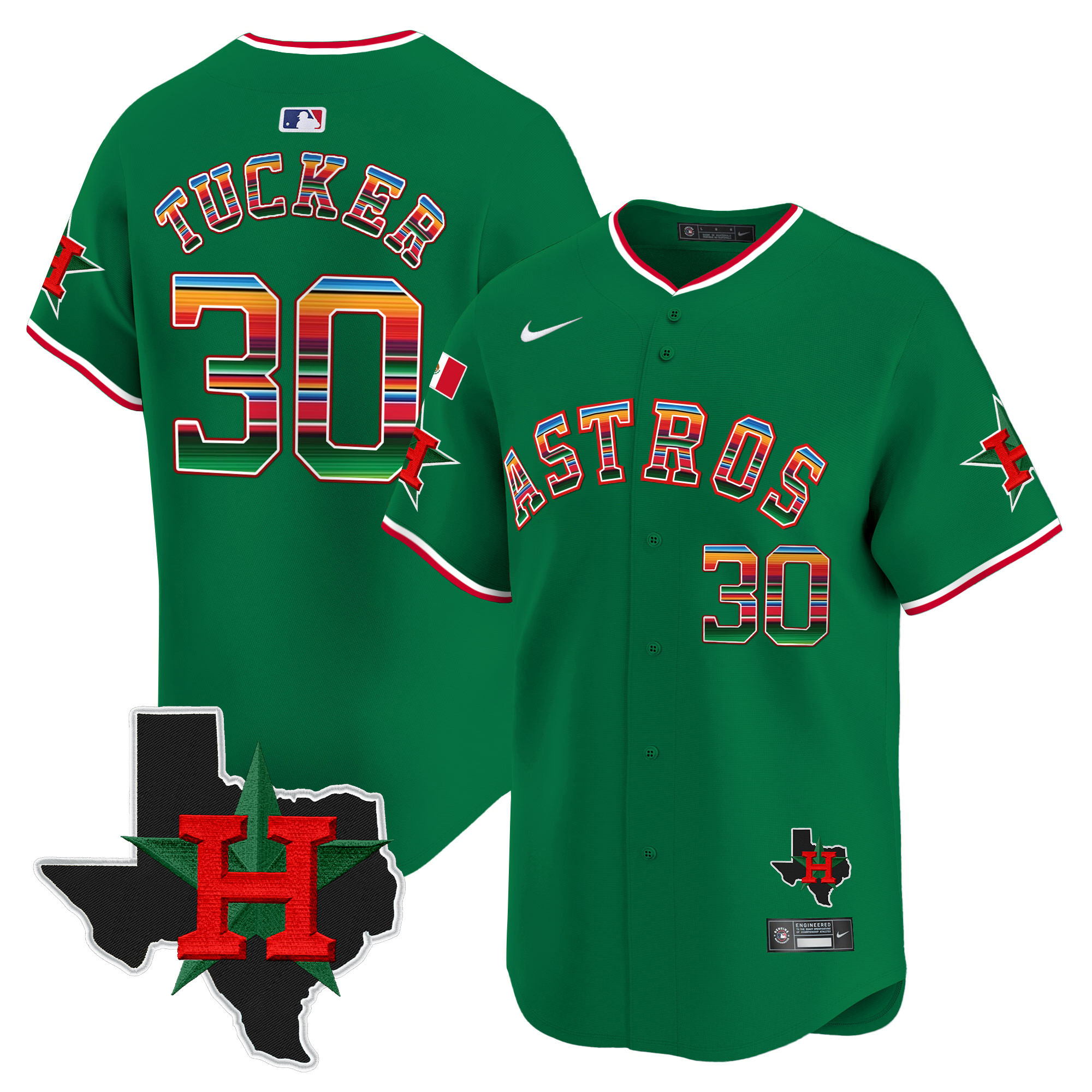 Men's Kyle Tucker Mexico Texas Patch Vapor Premier Limited Green Houston Astros Jersey V2 - All Stitched