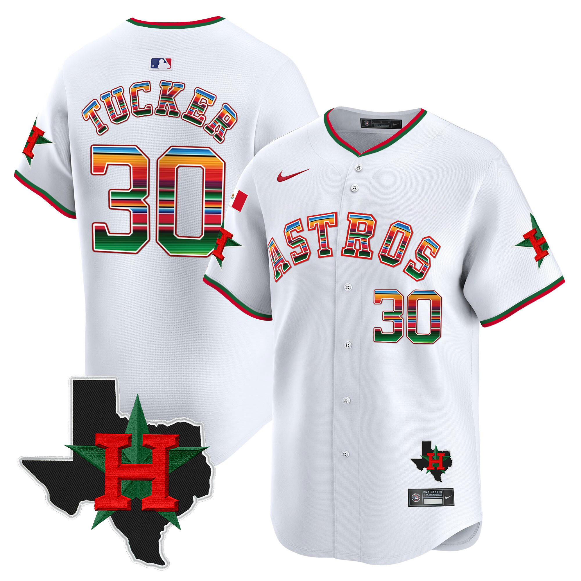 Men's Kyle Tucker Mexico Texas Patch Vapor Premier Limited White Houston Astros Jersey V2 - All Stitched