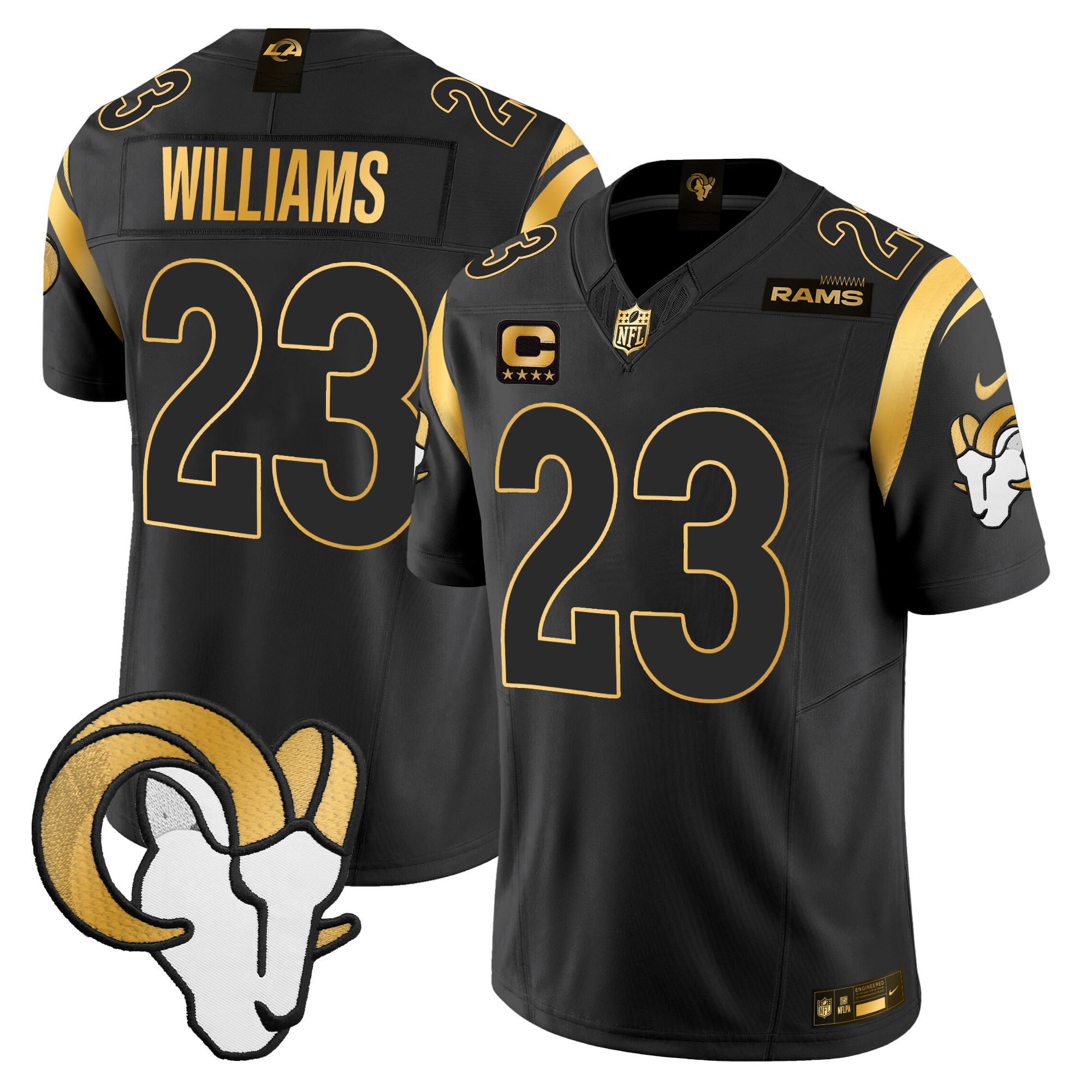 Men's Kyren Williams Los Angeles Rams 2024 Gold Vapor Limited Black Gold Jersey - All Stitched
