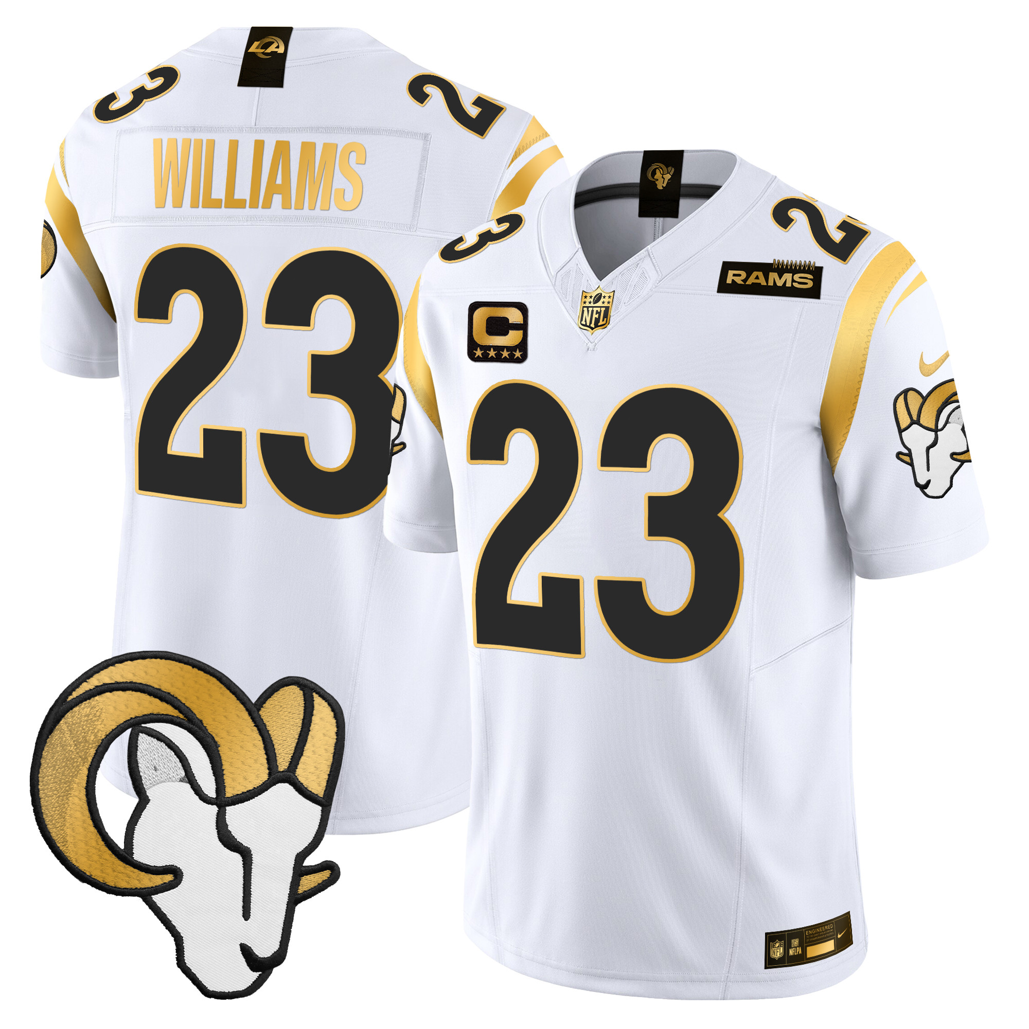 Men's Kyren Williams Los Angeles Rams 2024 Gold Vapor Limited White Jersey - All Stitched