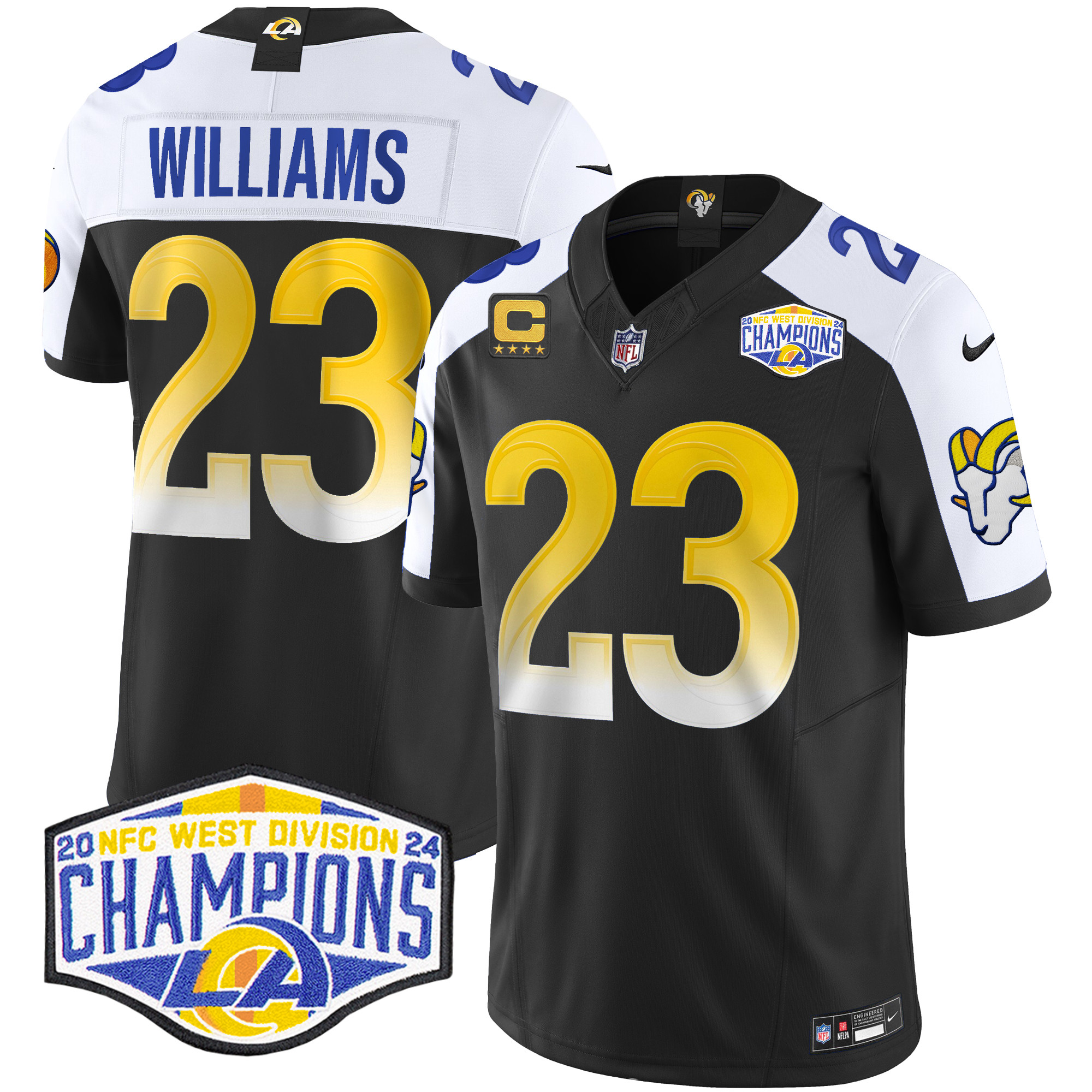 Men's Kyren Williams Los Angeles Rams 2024 NFC West Division Champions Vapor Limited Black Alternate Jersey - All Stitched