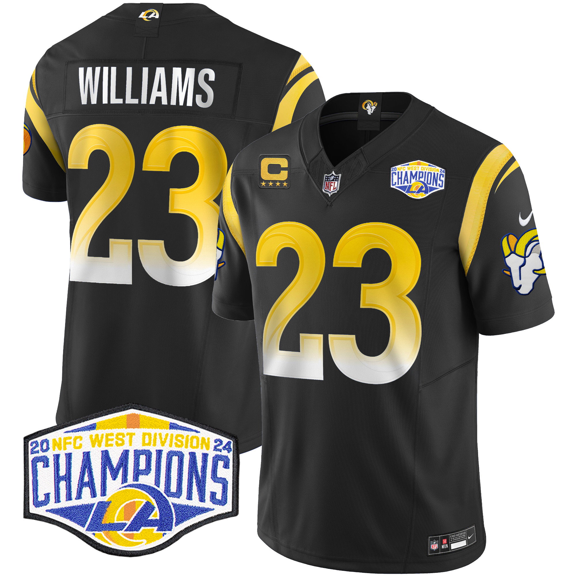 Men's Kyren Williams Los Angeles Rams 2024 NFC West Division Champions Vapor Limited Black Jersey - All Stitched