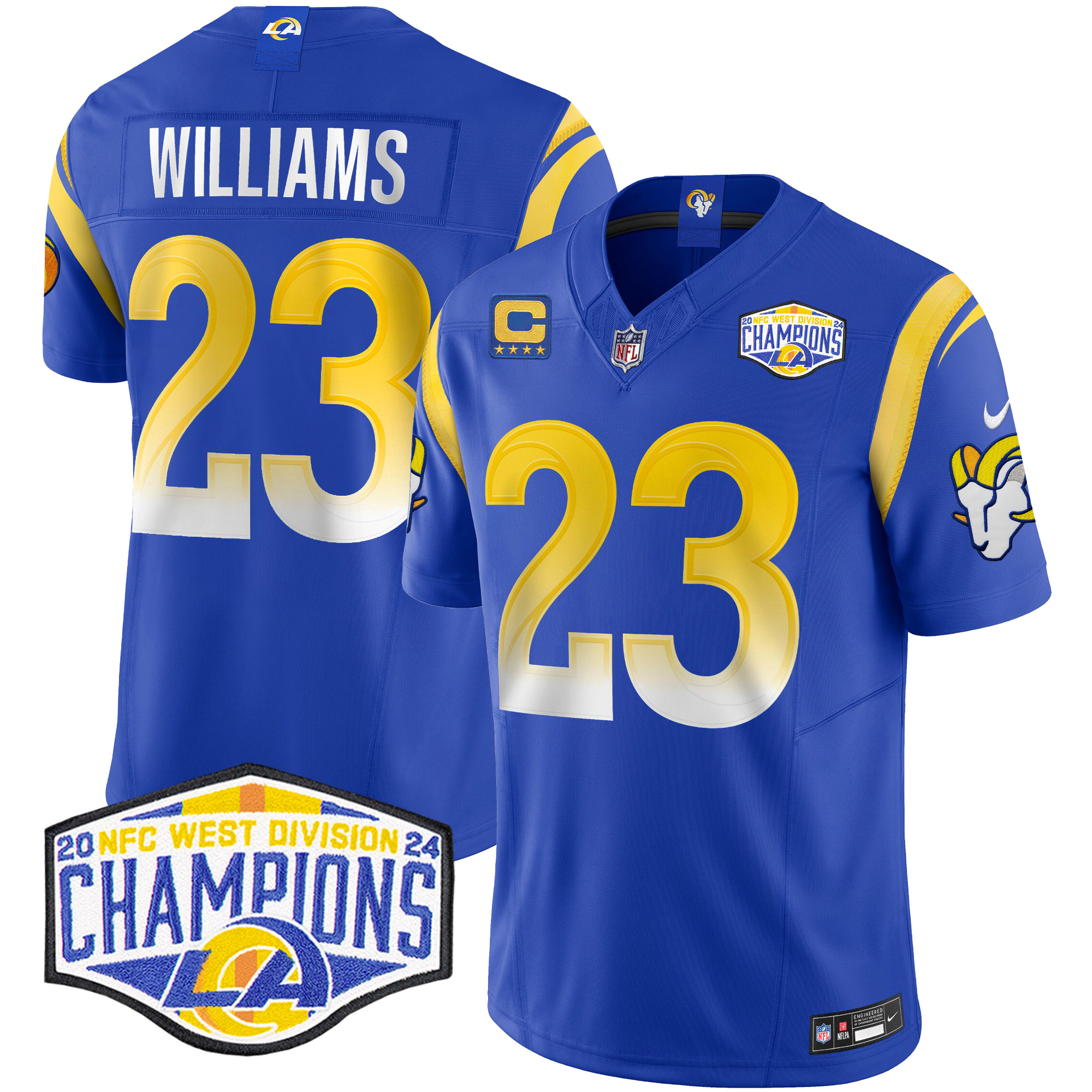 Men's Kyren Williams Los Angeles Rams 2024 NFC West Division Champions Vapor Limited Royal Jersey - All Stitched
