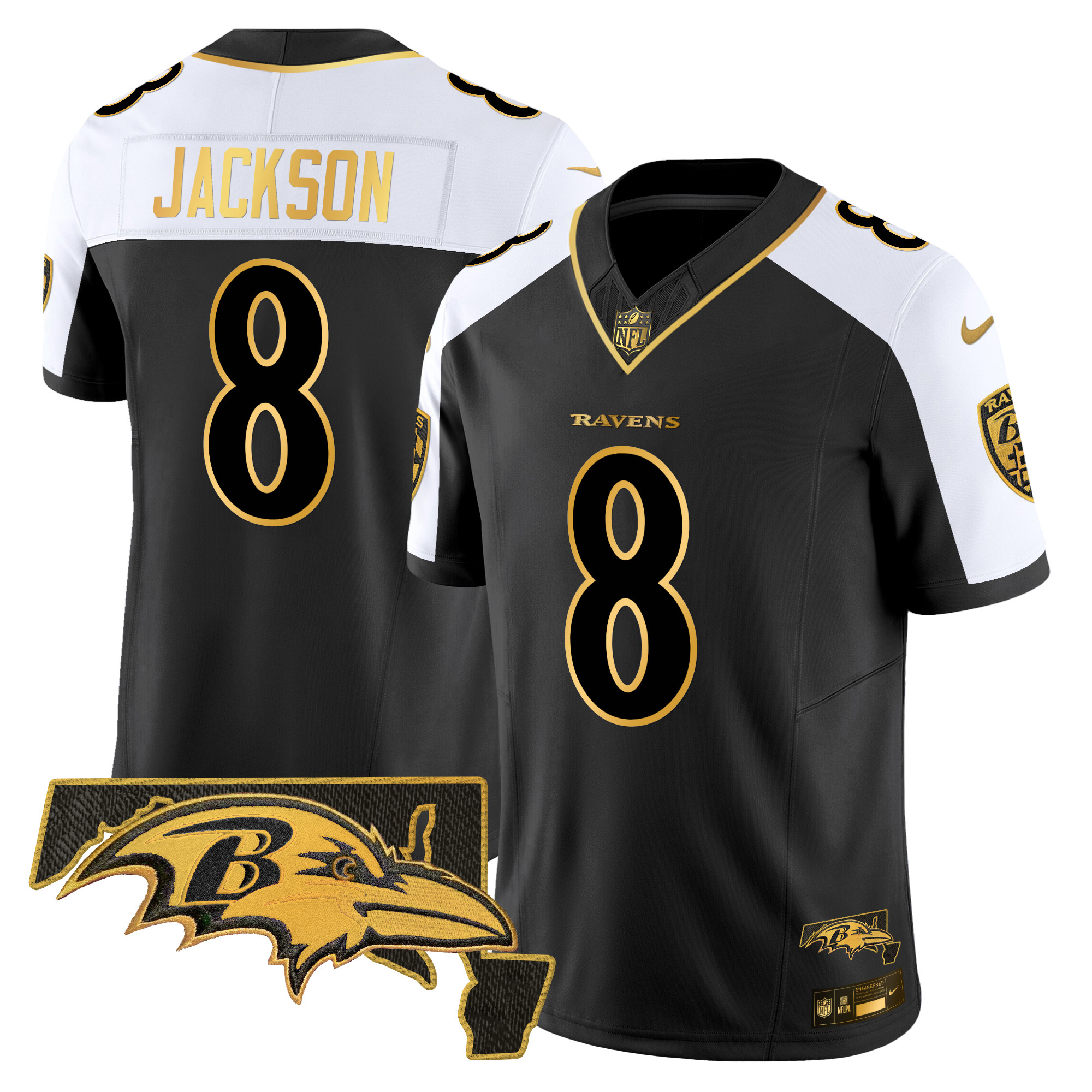 Men's Lamar Jackson Baltimore Ravens 2024 Gold Vapor Limited Alternate Jersey - All Stitched