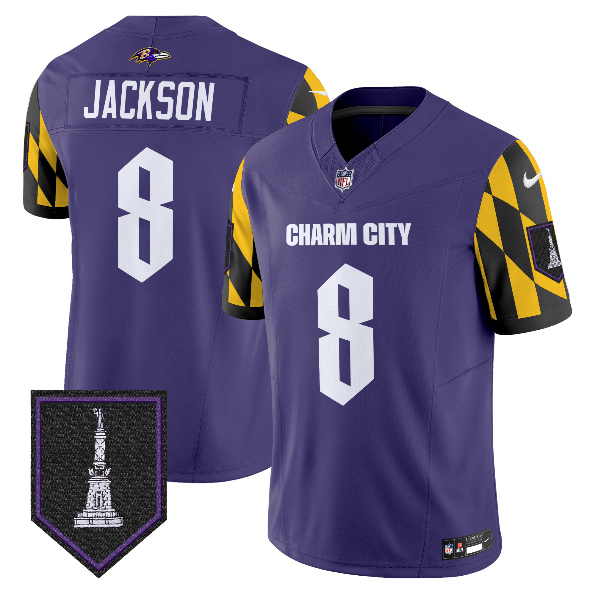 Men's Lamar Jackson Baltimore Ravens City Edition Patch Vapor Limited Purple Jersey - All Stitched