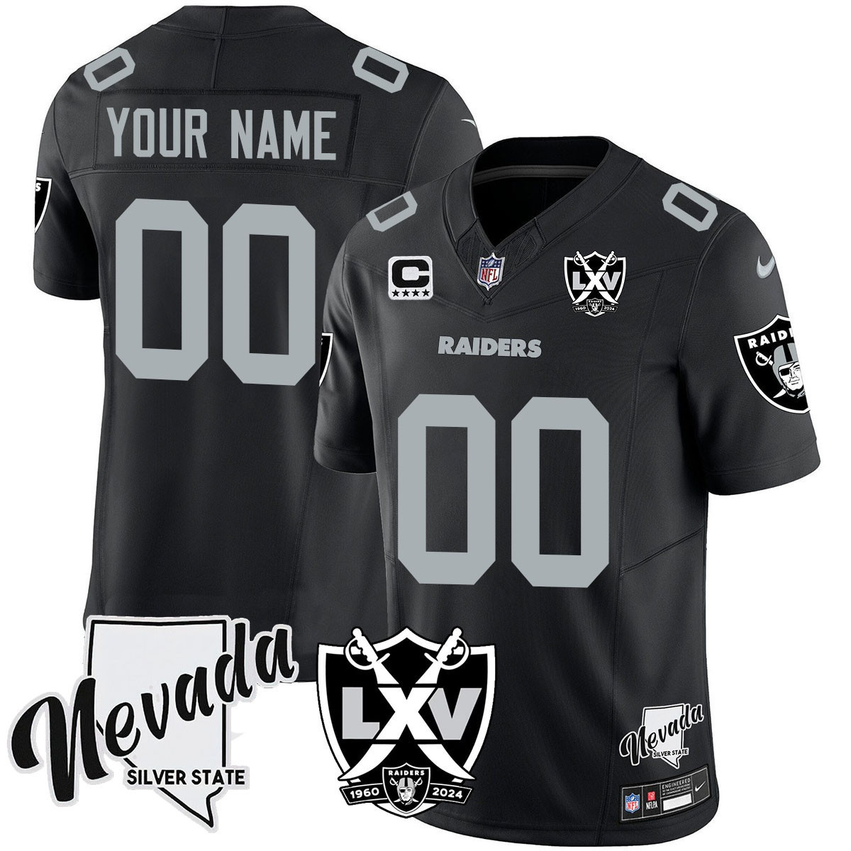 Men's Las Vegas Raiders 2024 Vapor Limited Custom Black Jersey - 65th Anniversary - All Stitched