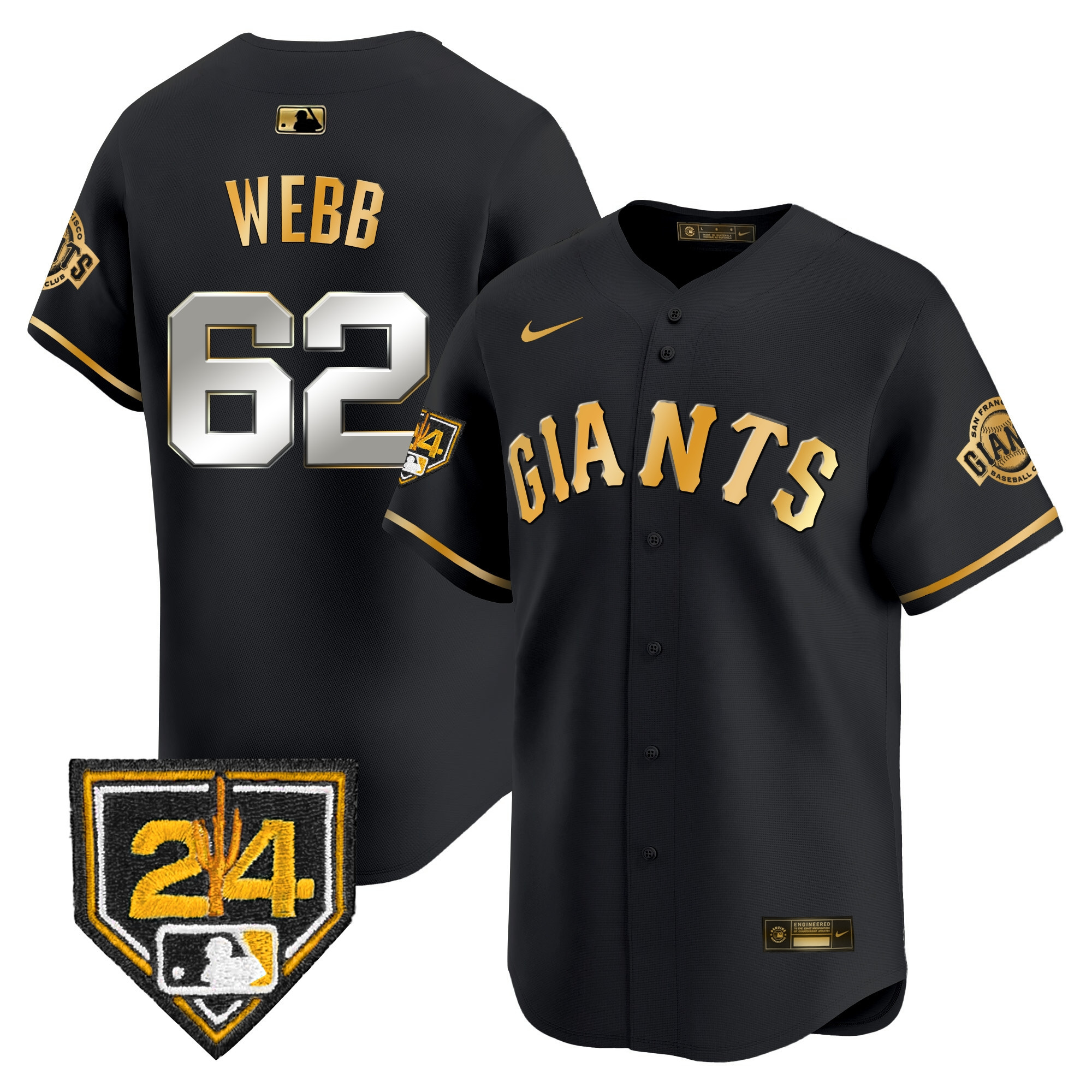 Men's Logan Webb San Francisco Giants 2024 Spring Training Vapor Premier Limited Black Gold Jersey - All Stitched