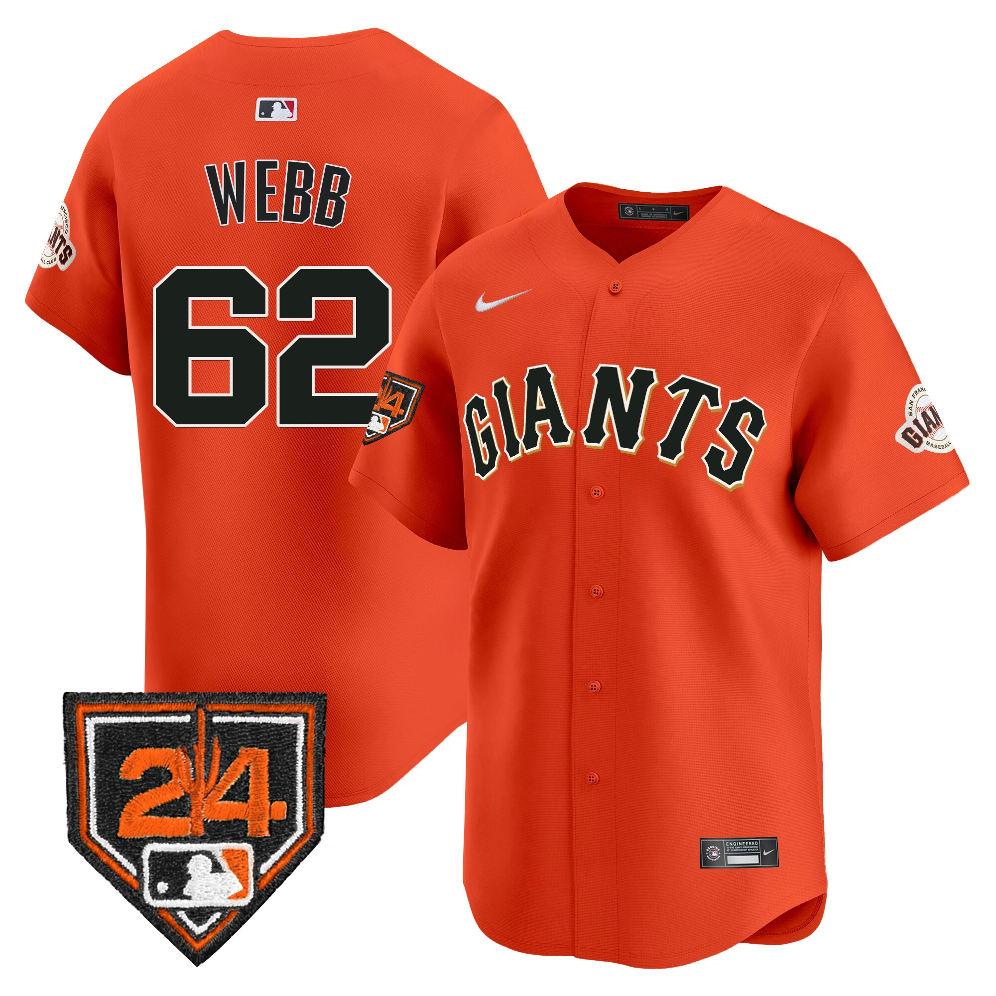 Men's Logan Webb San Francisco Giants 2024 Spring Training Vapor Premier Limited Orange Jersey - All Stitched