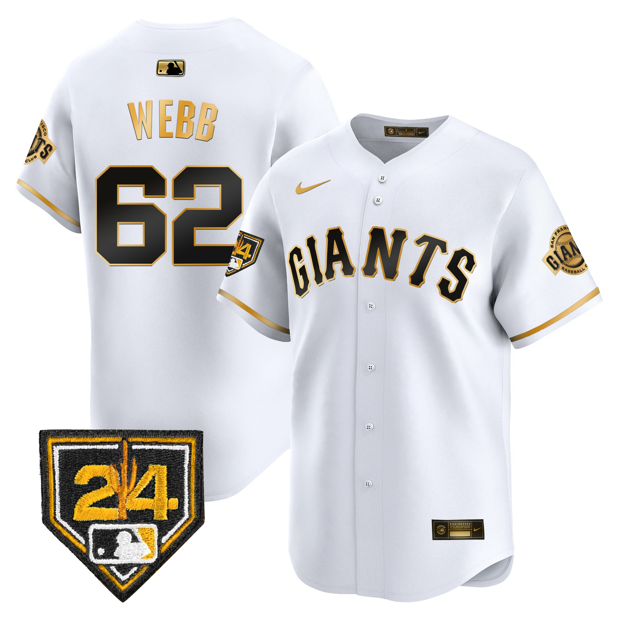 Men's Logan Webb San Francisco Giants 2024 Spring Training Vapor Premier Limited White Gold Jersey - All Stitched