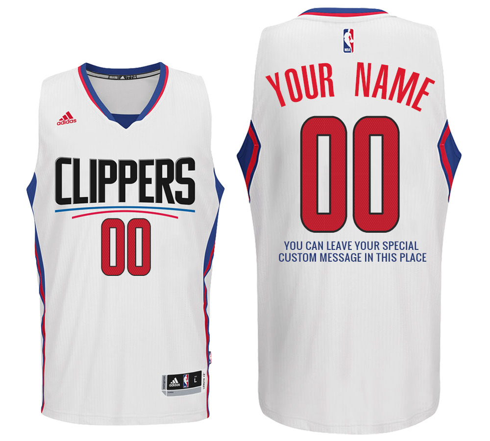 Mens Los Angeles Clippers Home White Custom Message Jersey