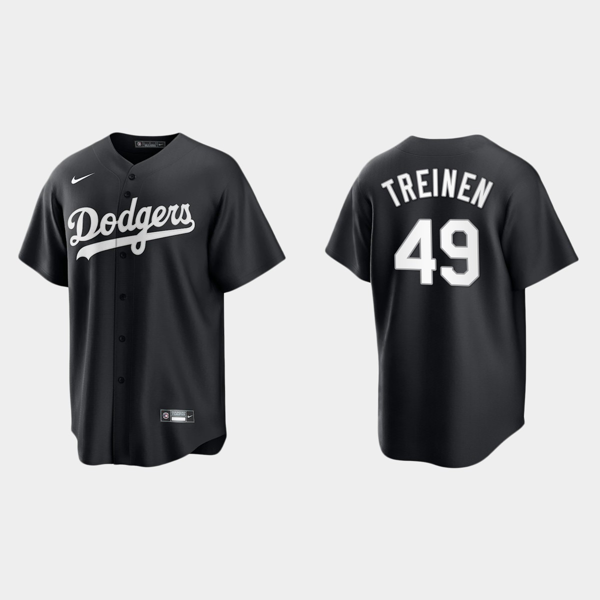 Men's Los Angeles Dodgers Blake Treinen Black White 2021 All Black Fashion Jersey