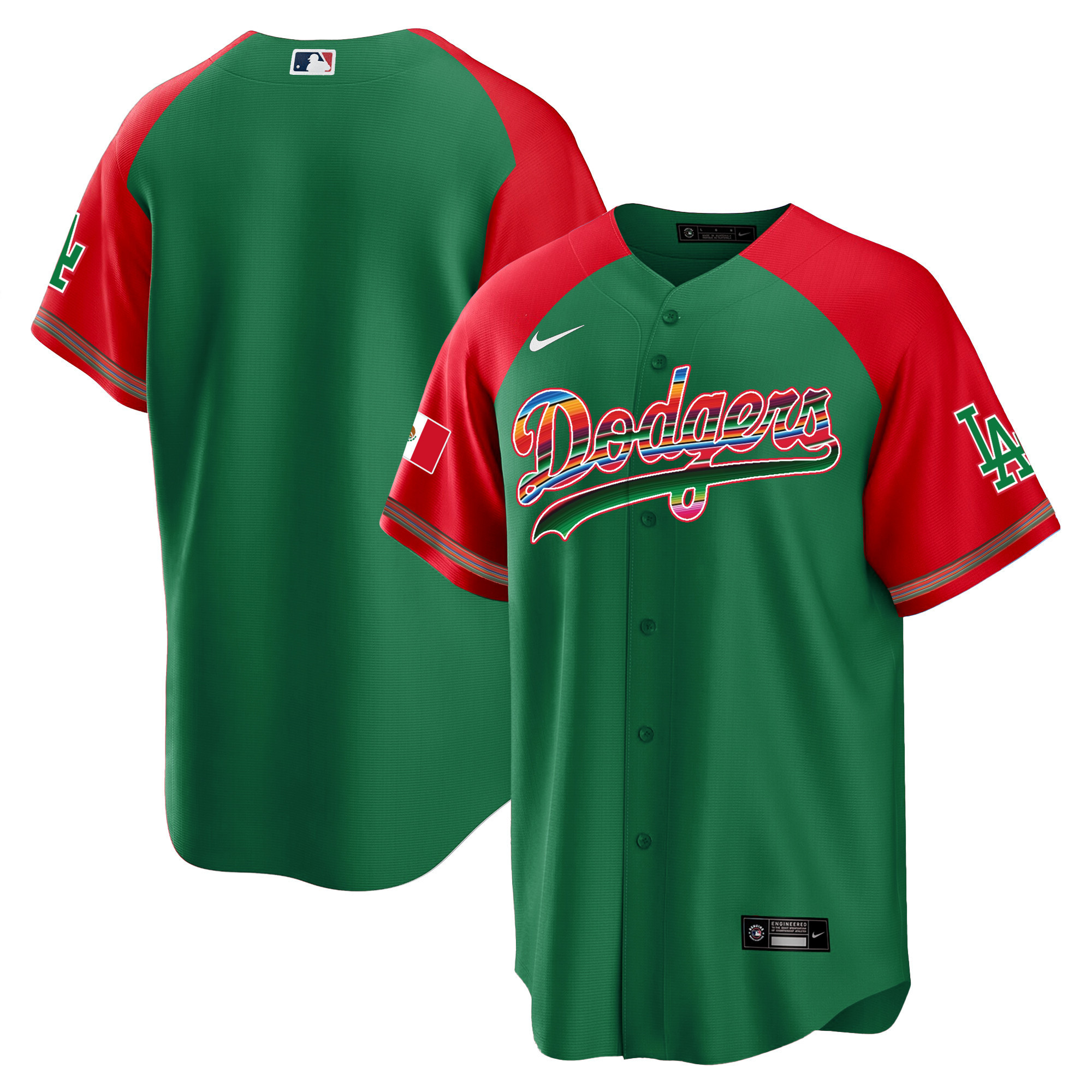 Men's Los Angeles Dodgers Mexico Alternate Cool Base Green Jersey - All Stitched