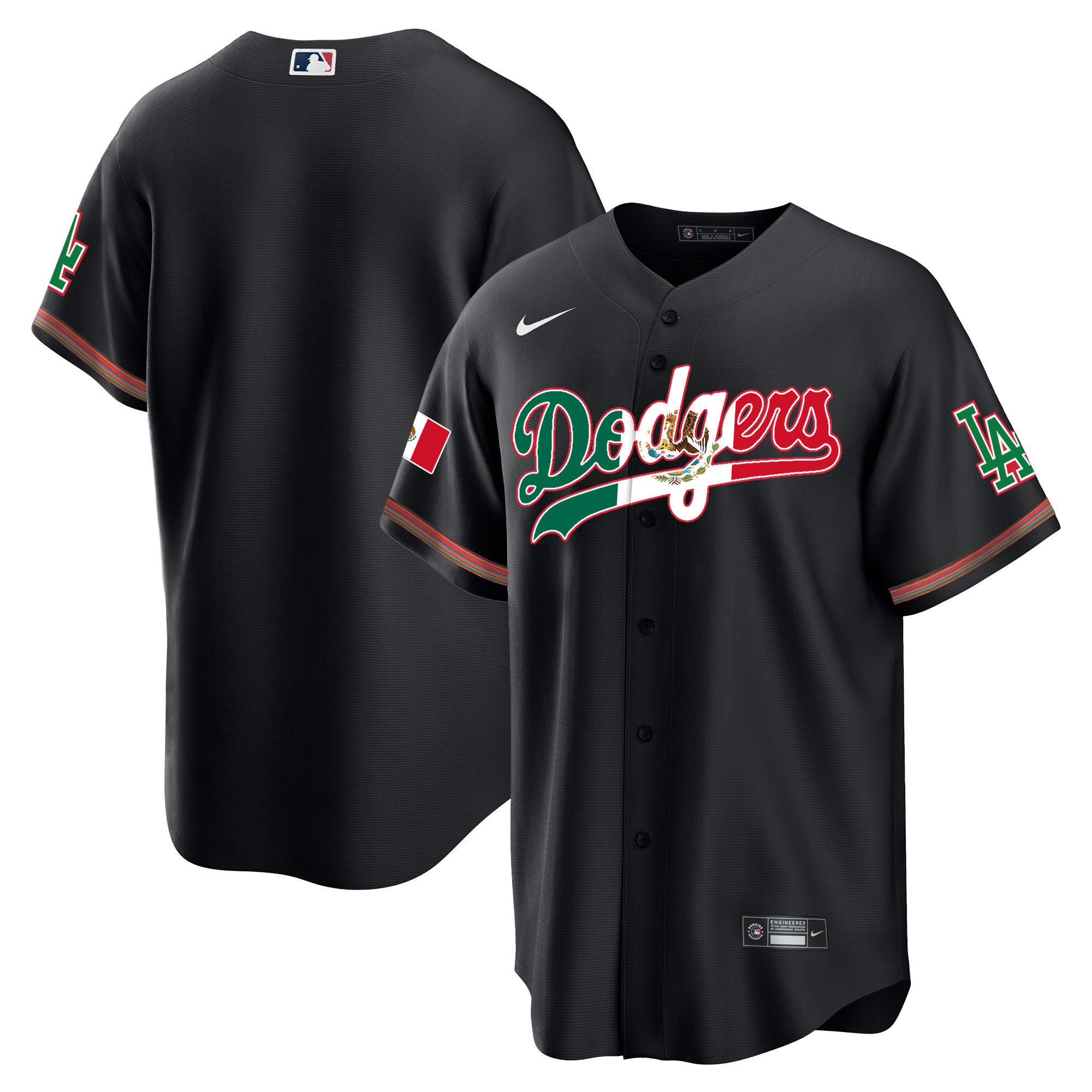 Men's Los Angeles Dodgers Mexico Cool Base Limited Black Jersey V4 - All Stitched