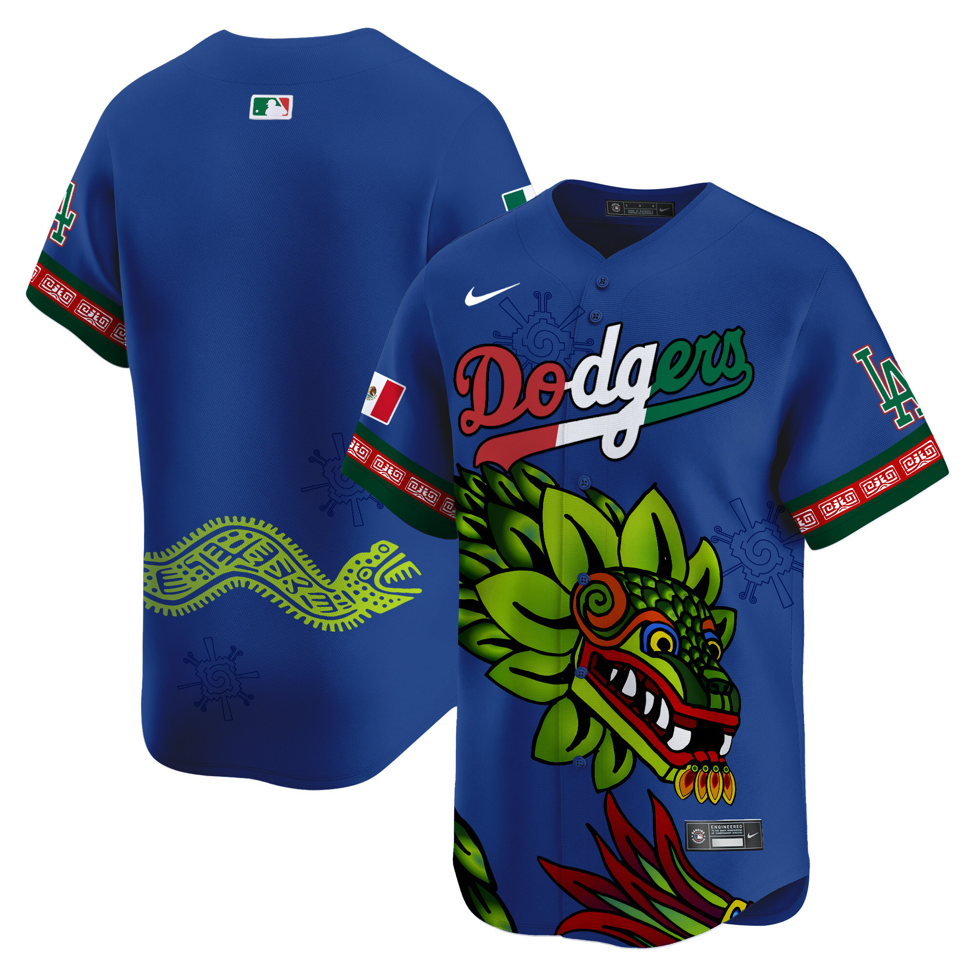 Men's Los Angeles Dodgers Mexico Quetzalcoatl Aztec Vapor Limited Royal Jersey - Printed