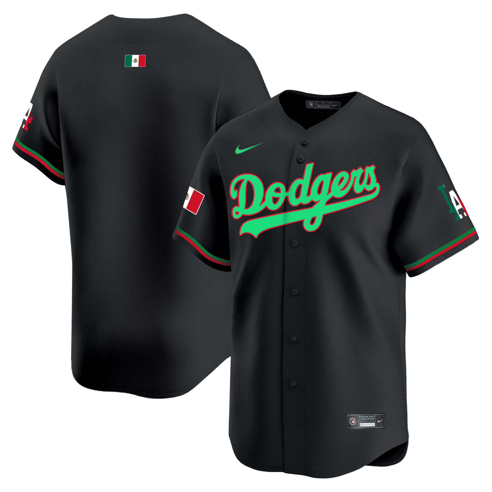 Men's Los Angeles Dodgers Mexico Vapor Premier Limited Black Mexico Jersey V2 - All Stitched