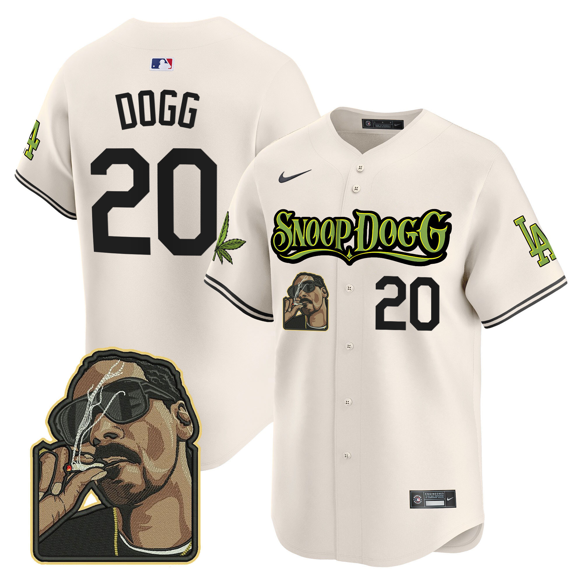 Men's Los Angeles Dodgers Snoop Dogg Vapor Premier Limited Cream Jersey - All Stitched