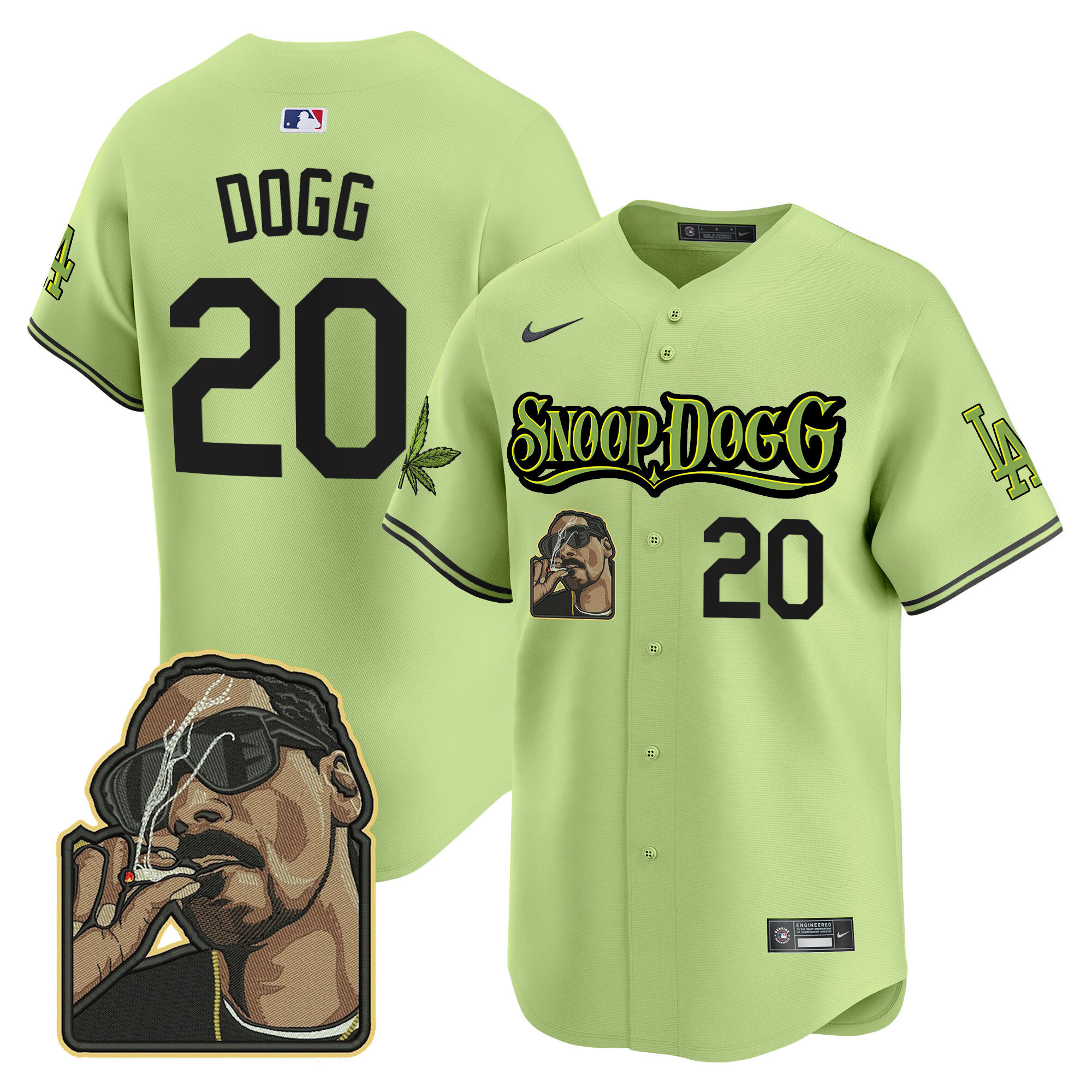 Men's Los Angeles Dodgers Snoop Dogg Vapor Premier Limited Light Green Jersey - All Stitched