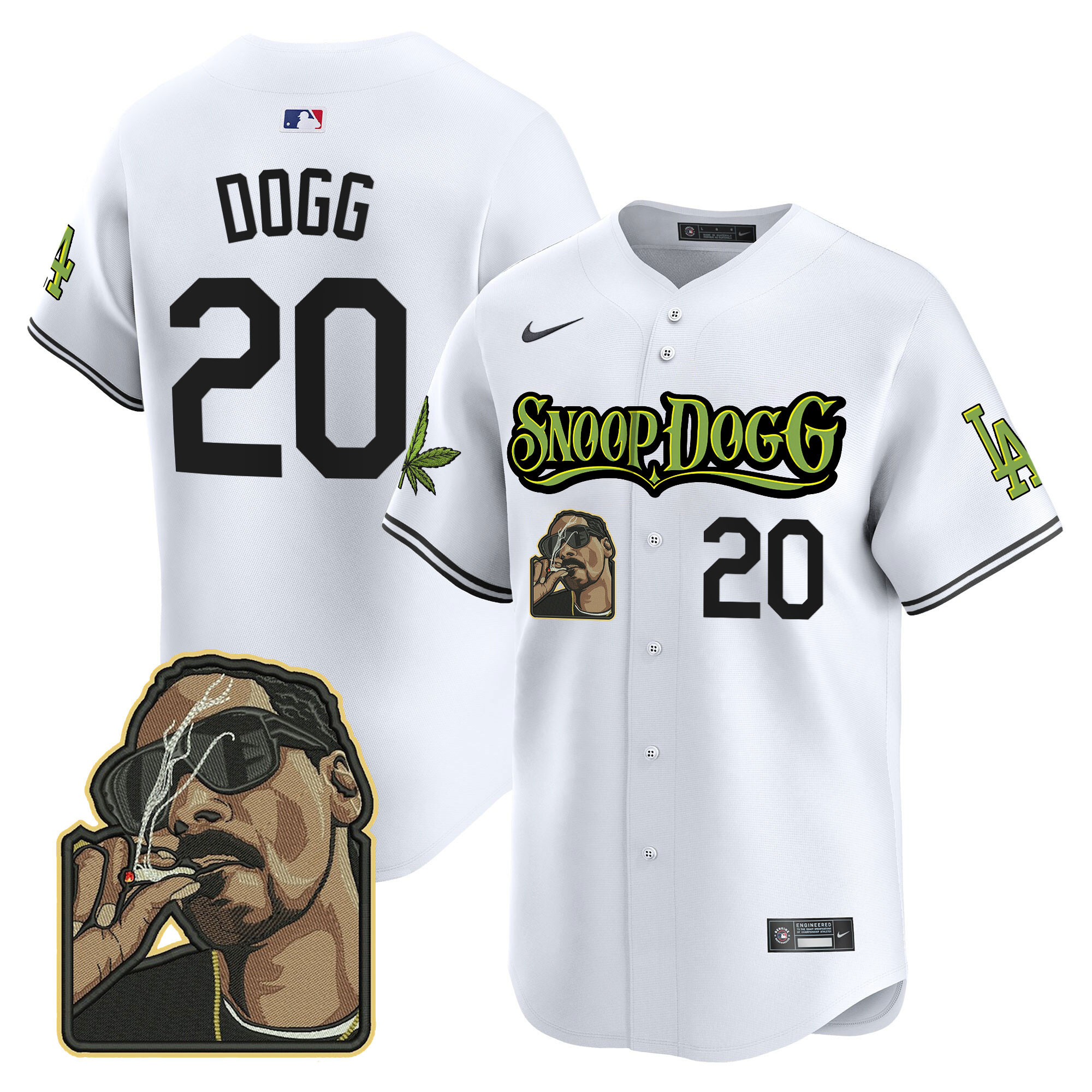 Men's Los Angeles Dodgers Snoop Dogg Vapor Premier Limited White Jersey - All Stitched