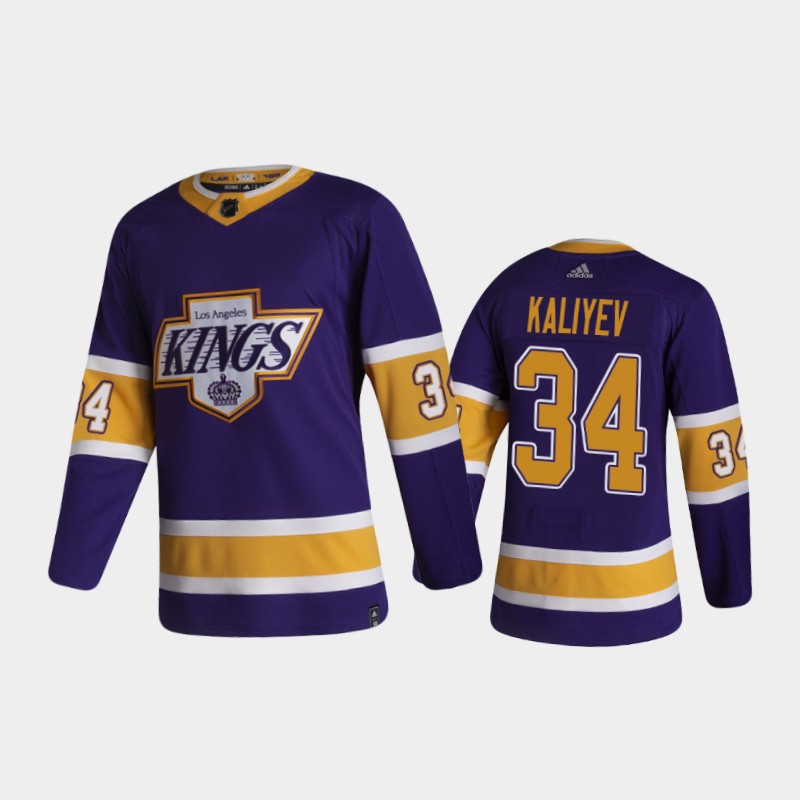Men's Los Angeles Kings Arthur Kaliyev #34 Reverse Retro 2020-21 Purple Jersey