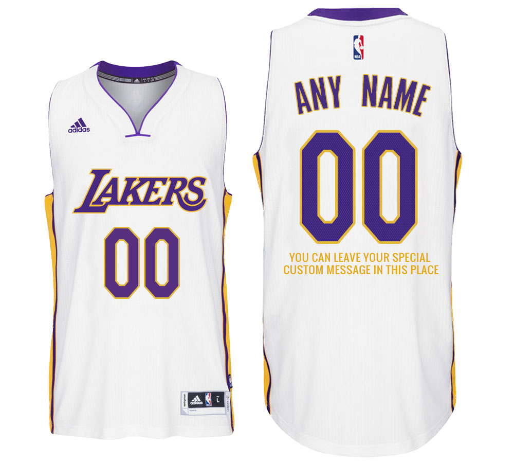 Mens Los Angeles Lakers Alternate White Custom Message Jersey