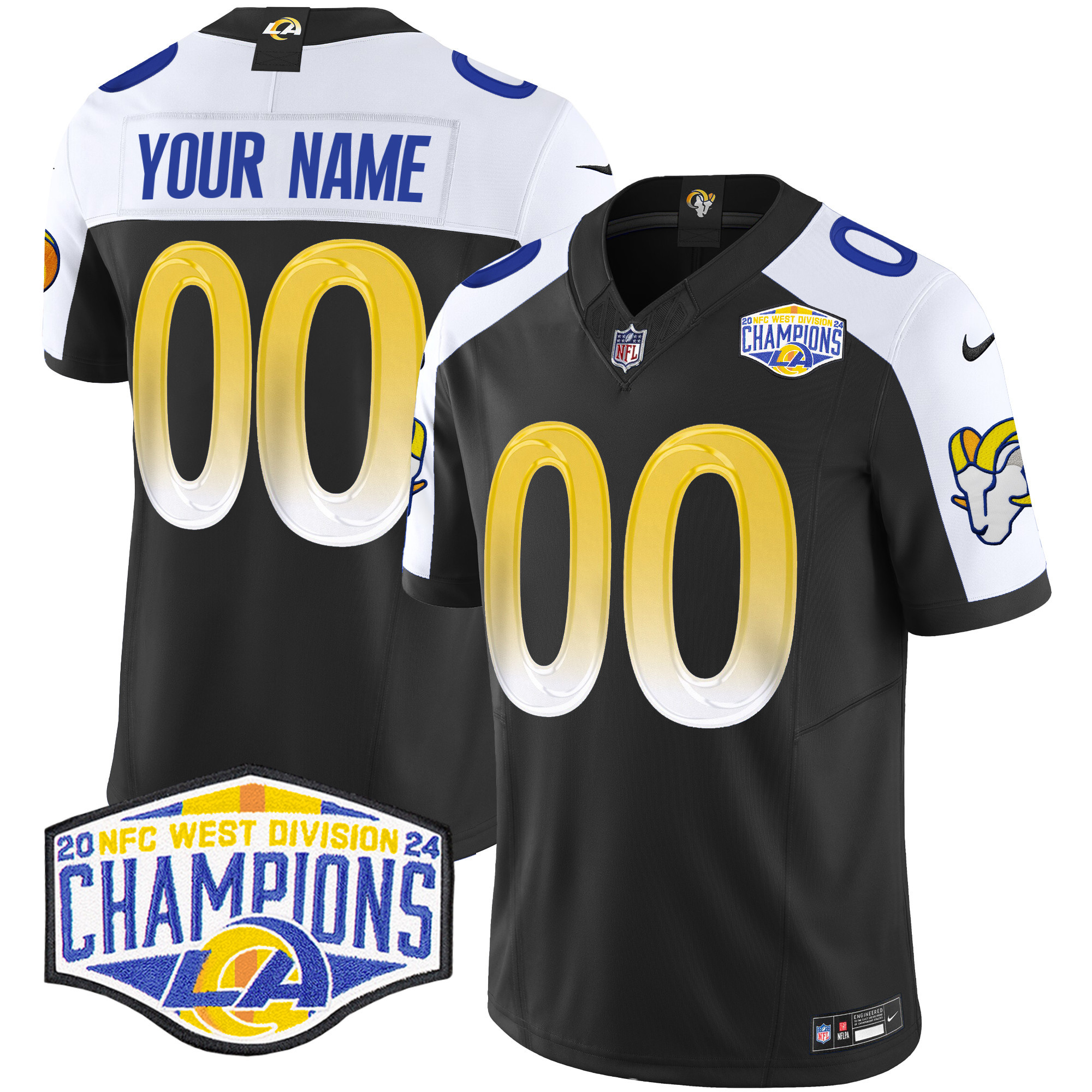 Men's Los Angeles Rams 2024 NFC West Division Champions Vapor Limited Custom Black Alternate Jersey - All Stitched