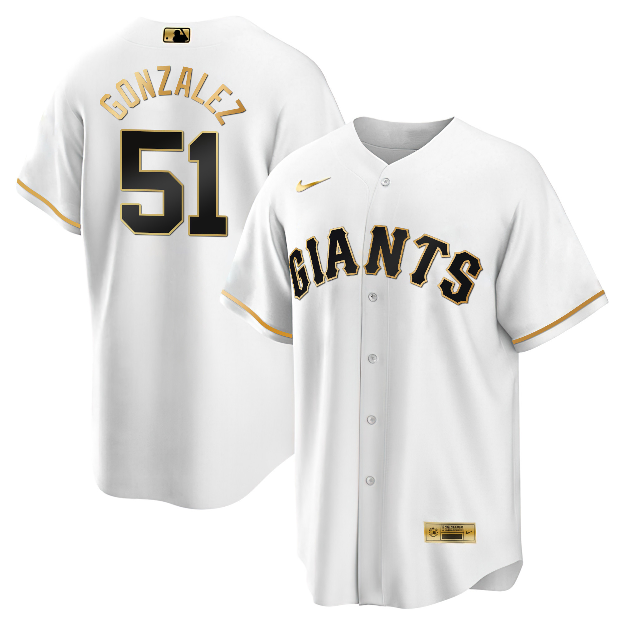 Men's Luis Gonzalez San Francisco Giants Black Limited & Gold Cool White Gold Jersey - All Stitched