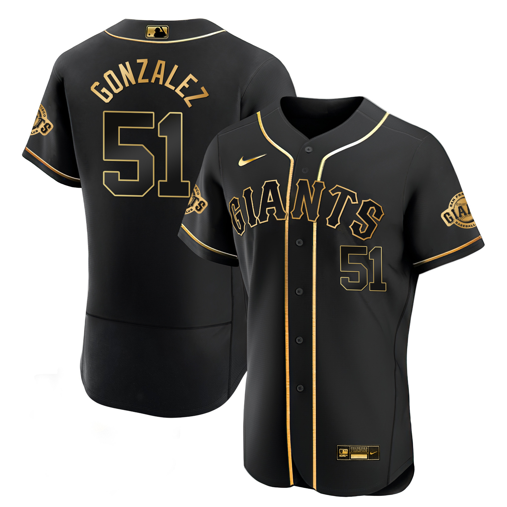 Men's Luis Gonzalez San Francisco Giants Black Limited & Gold Flex Black Gold Jersey - All Stitched