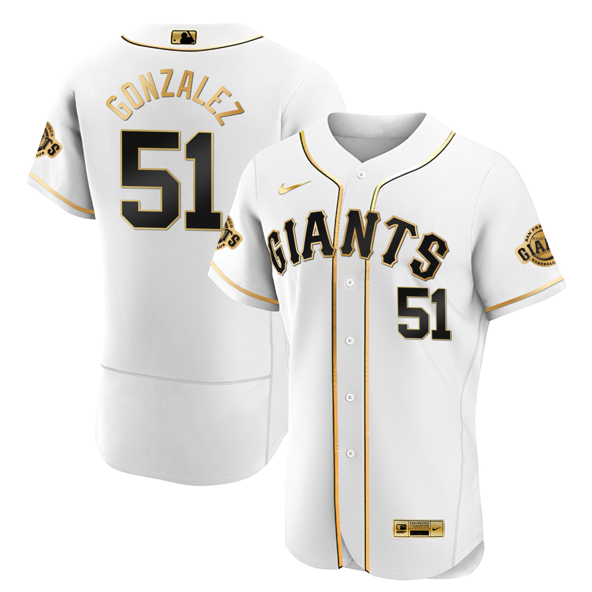 Men's Luis Gonzalez San Francisco Giants Black Limited & Gold Flex White Gold Jersey - All Stitched