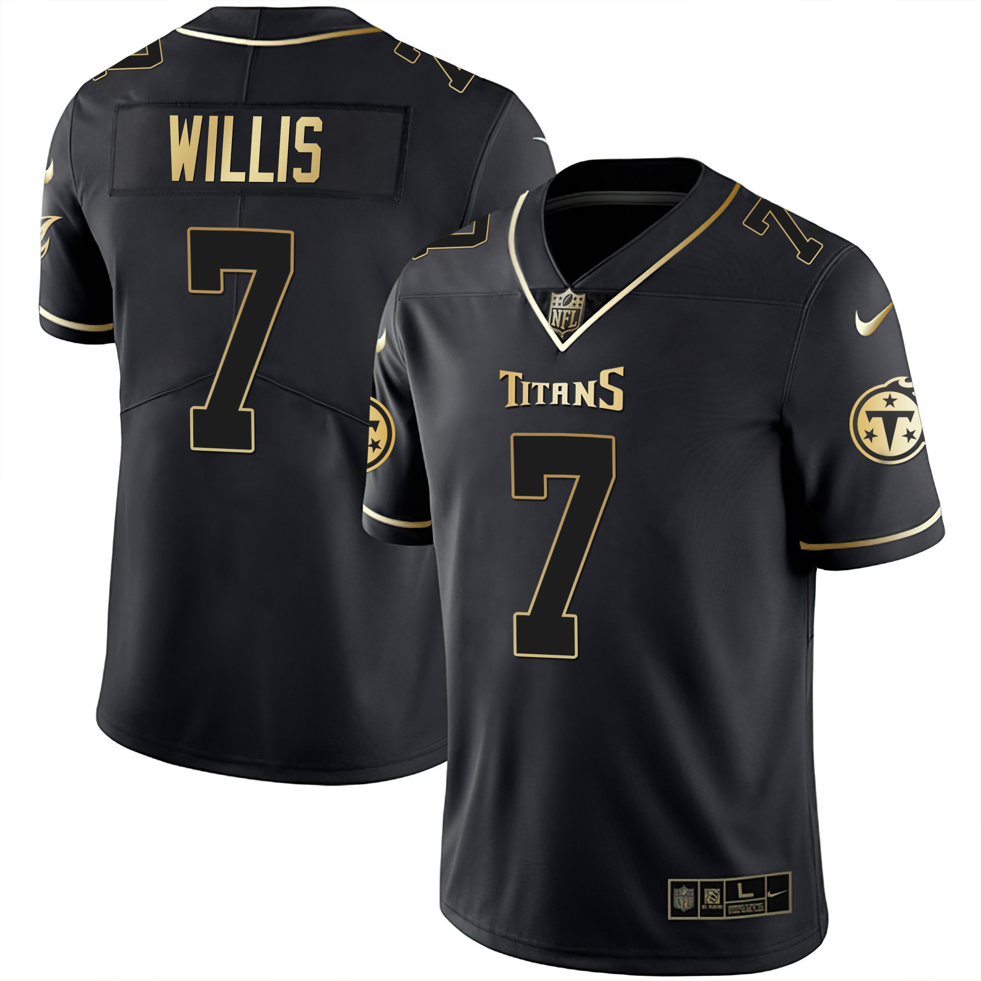 Men's Malik Willis Tennessee Titans White Gold & Black Gold Black Gold Jersey - All Stitched