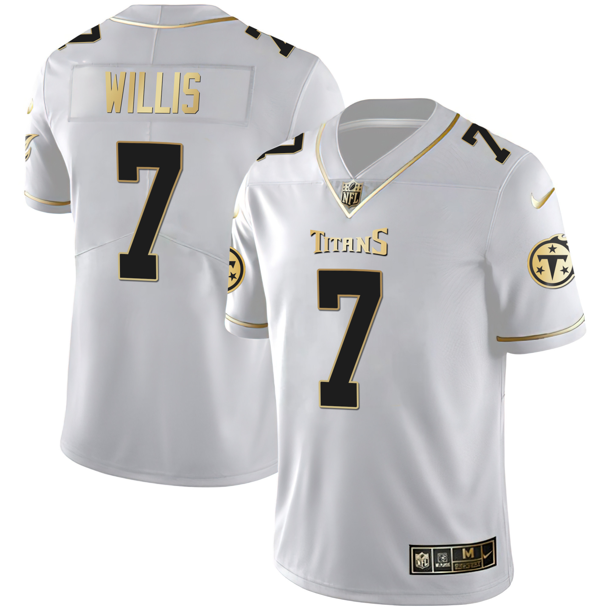 Men's Malik Willis Tennessee Titans White Gold & Black Gold White Gold Jersey - All Stitched
