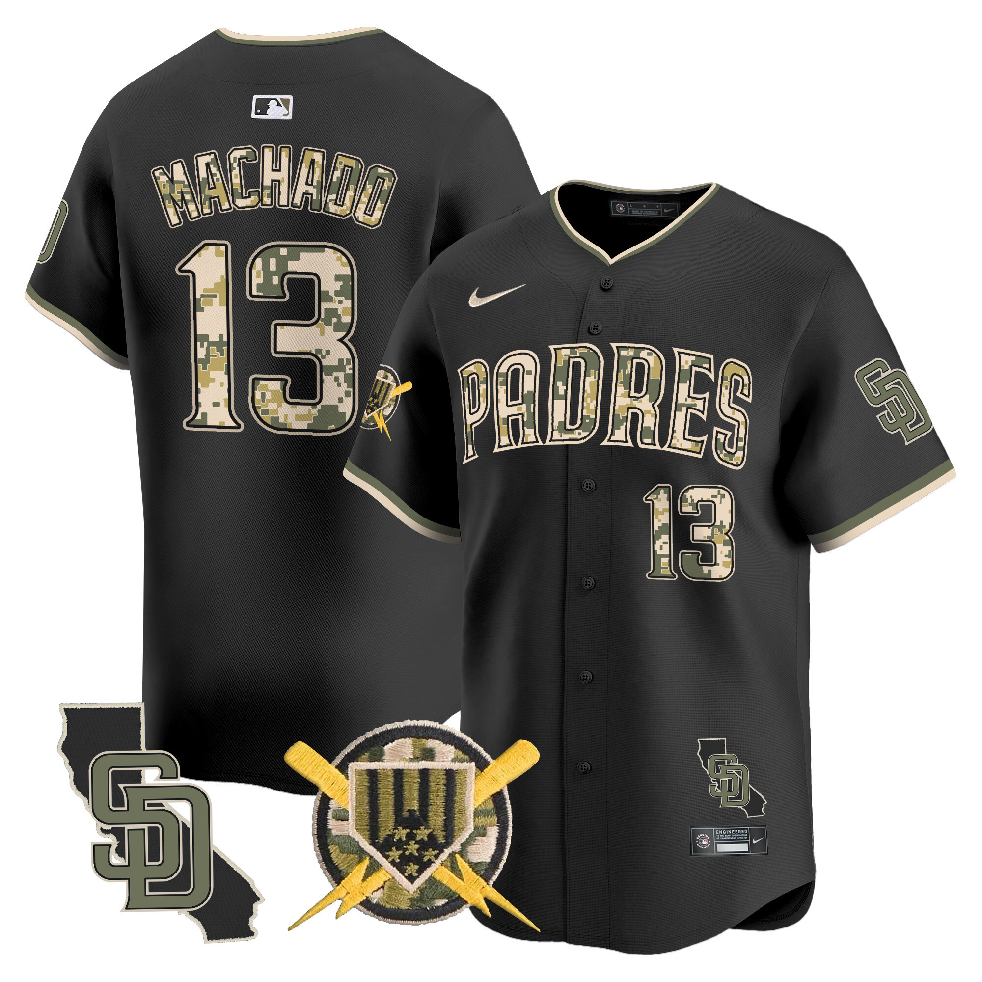 Men's Manny Machado San Diego Padres Armed Forces Day Vapor Premier Limited Black Jersey - All Stitched