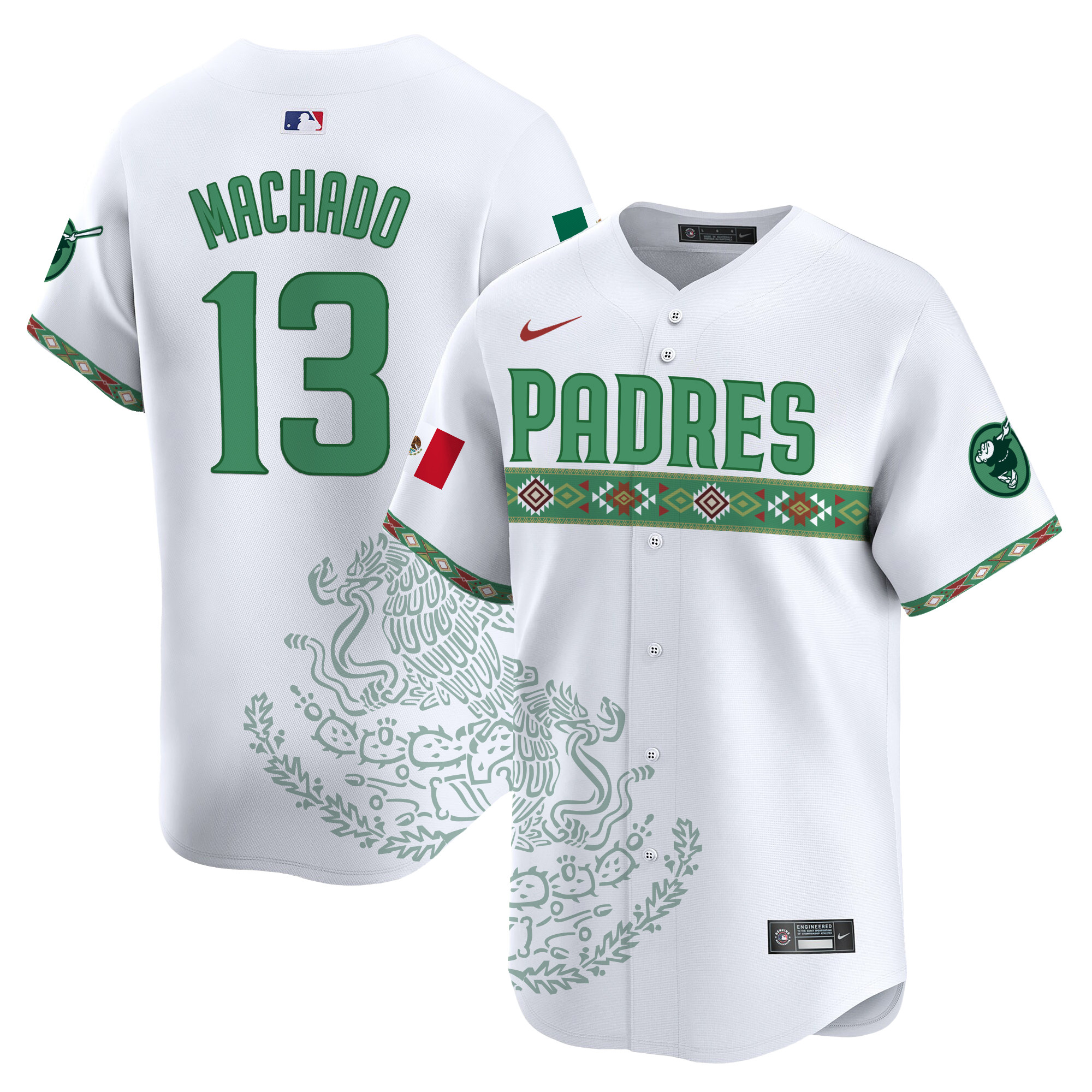 Men's Manny Machado San Diego Padres Mexico Vapor Premier Limited White Jersey - Printed