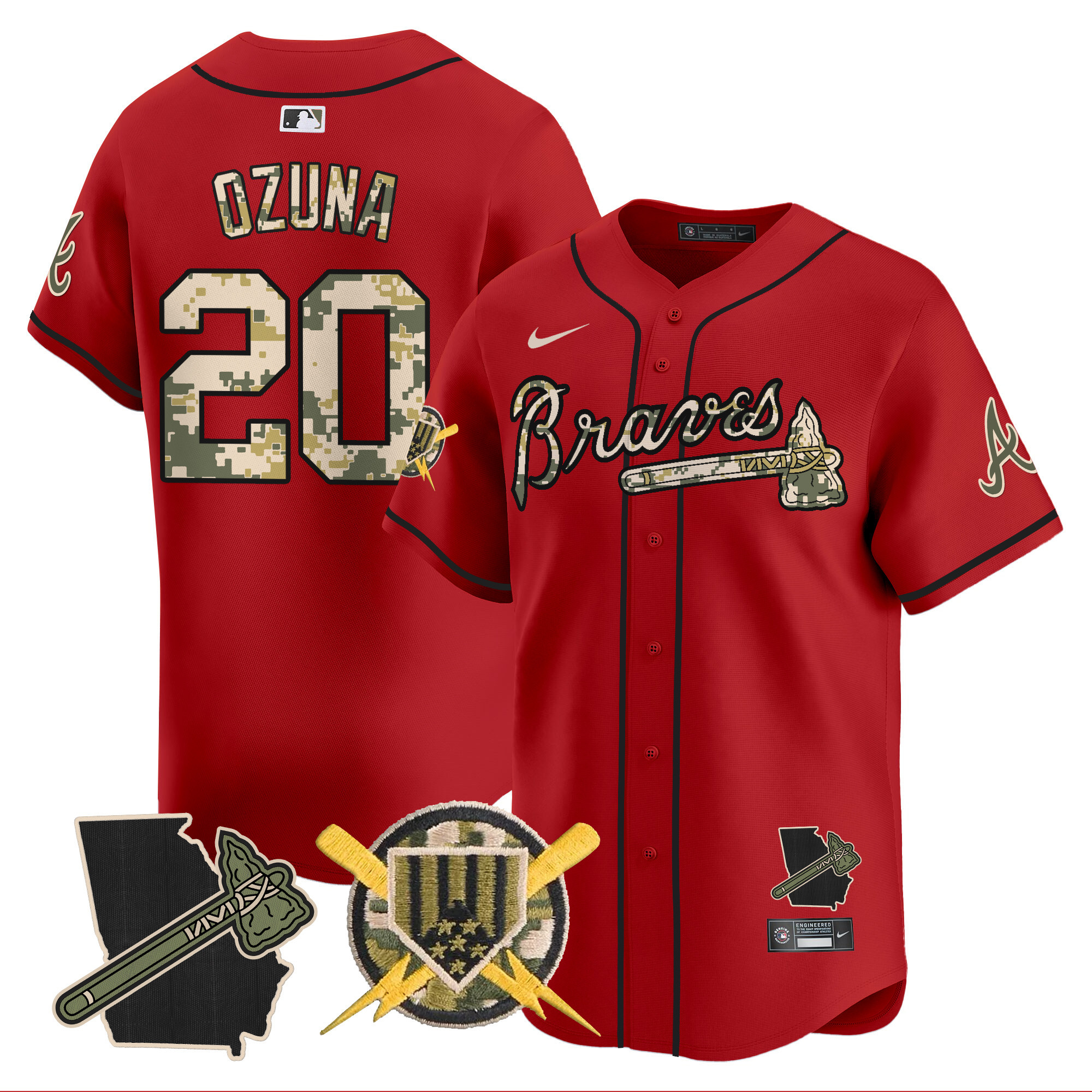 Men's Marcell Ozuna Atlanta Braves Armed Forces Day Vapor Premier Limited Red Jersey - All Stitched