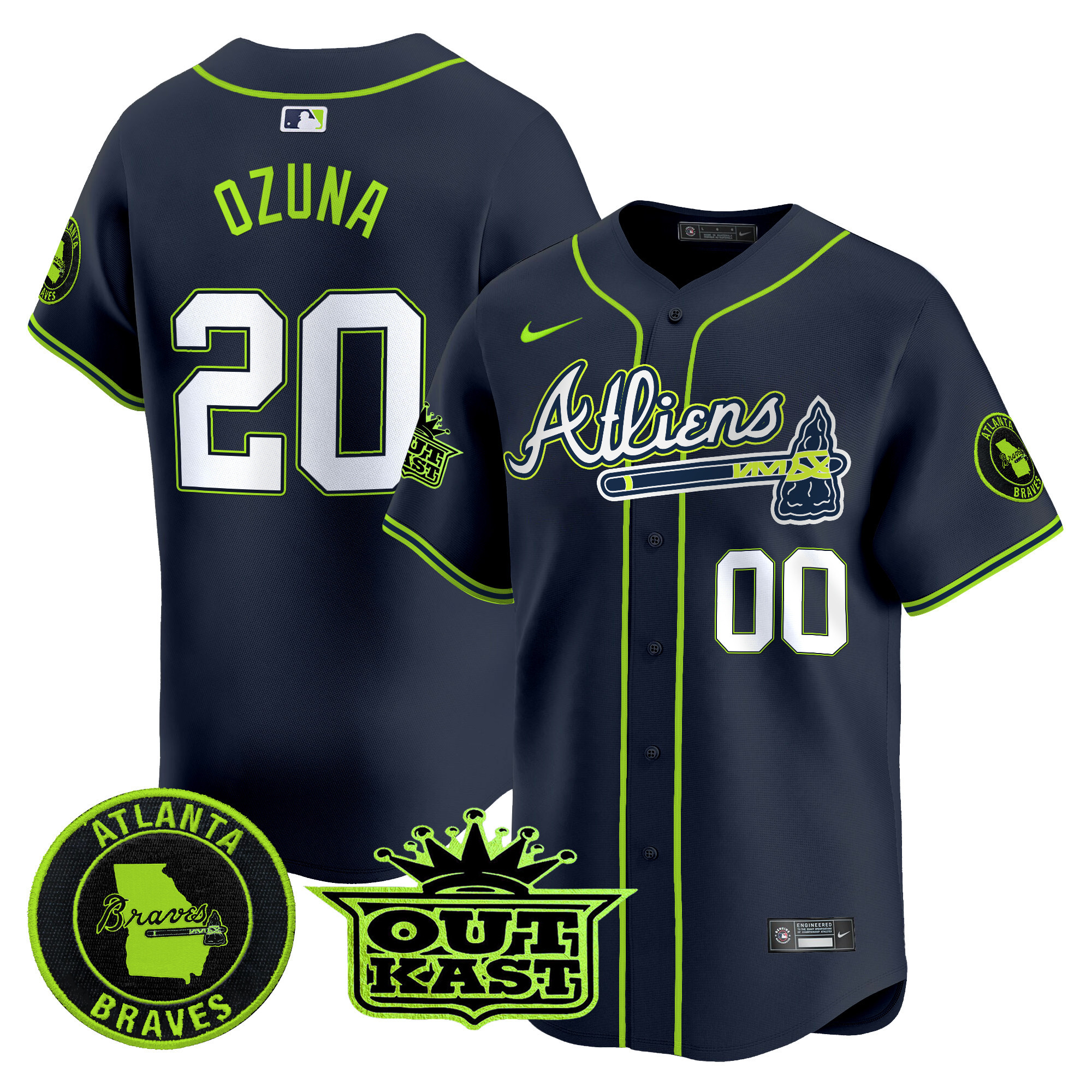 Men's Marcell Ozuna Atlanta Braves Atliens Vapor Premier Limited Atliens Jersey V4 - All Stitched