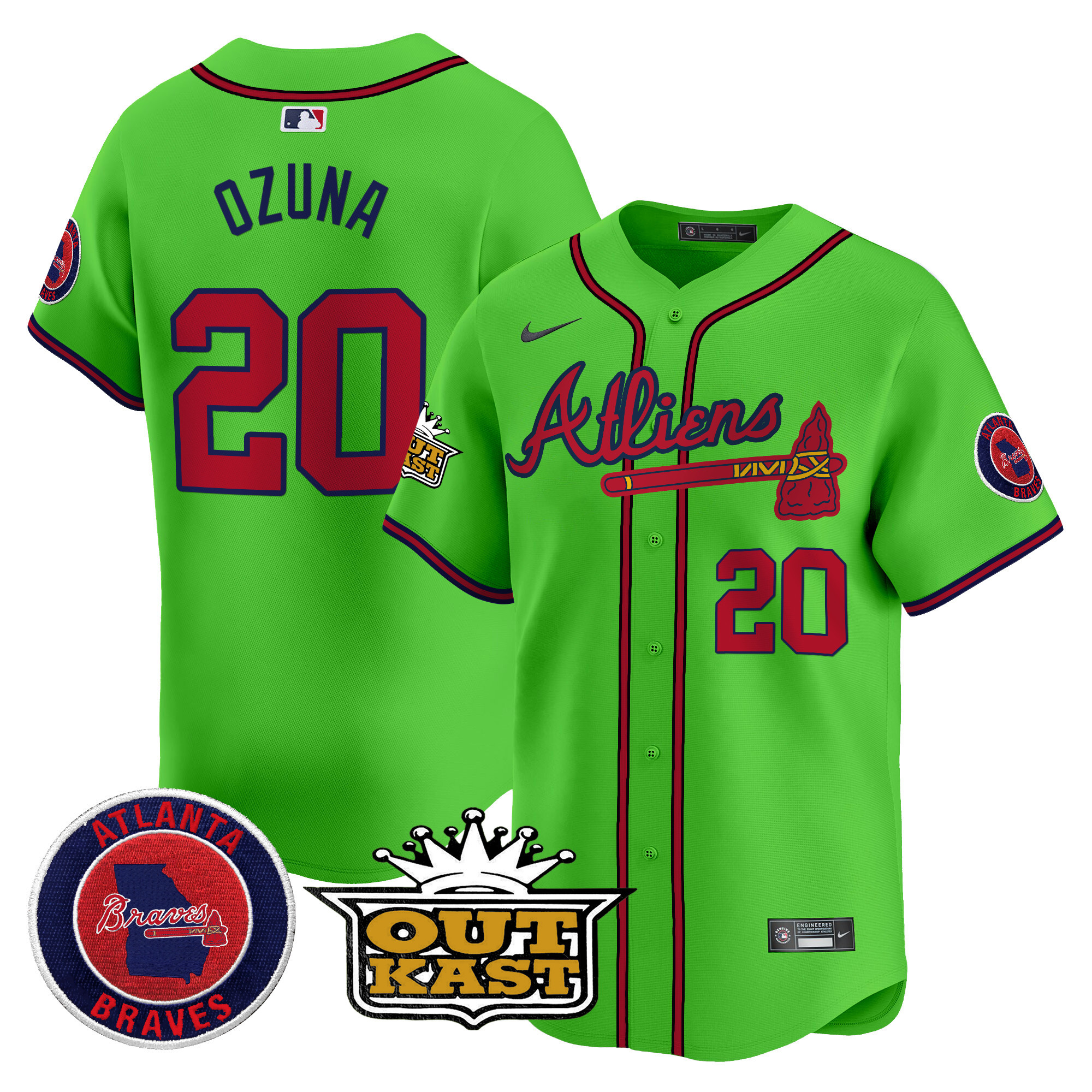 Men's Marcell Ozuna Atlanta Braves Atliens Vapor Premier Limited Green Jersey V4 - All Stitched